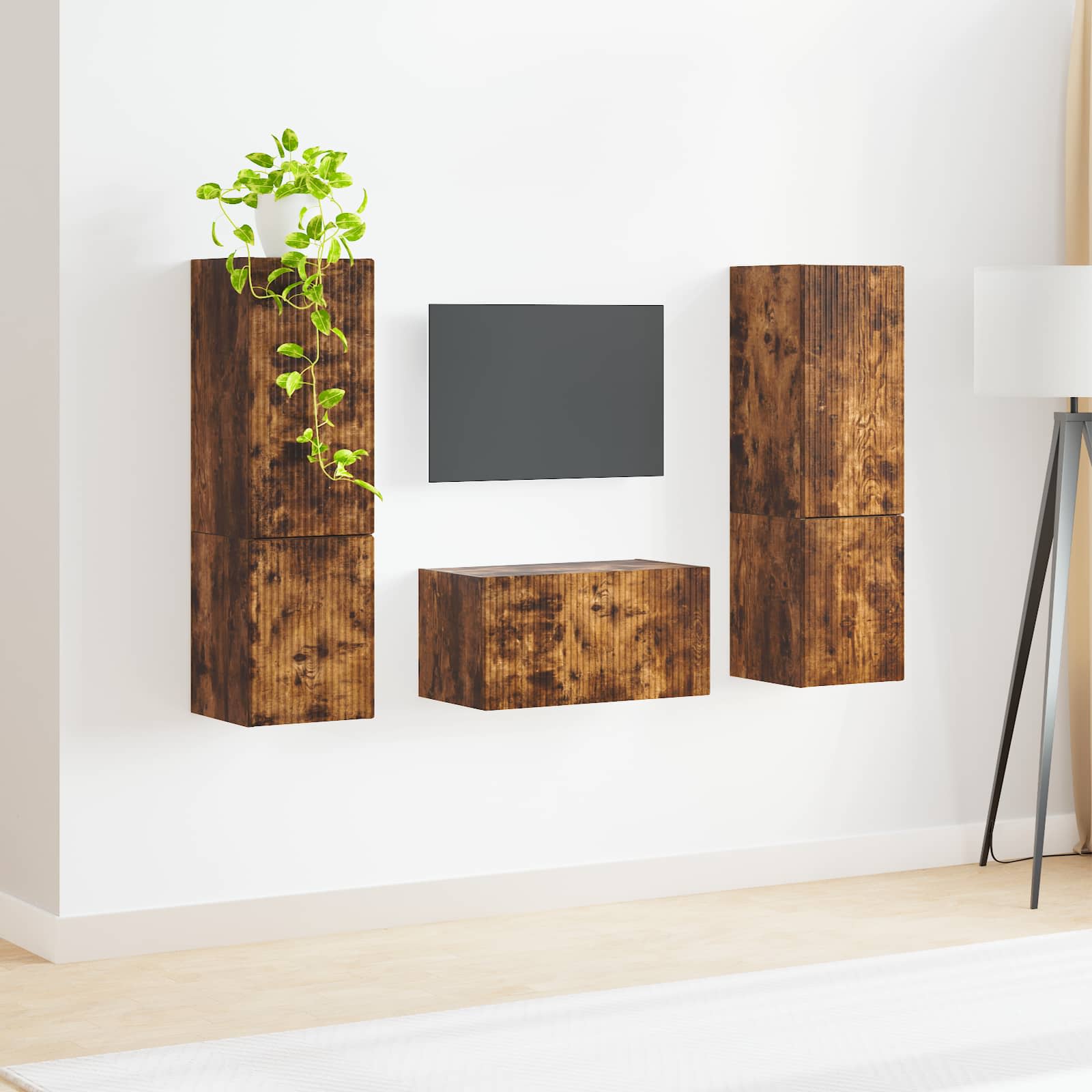 Ensemble meuble TV 5 pcs Chêne fumé Bois d'ingénierie - XIOS