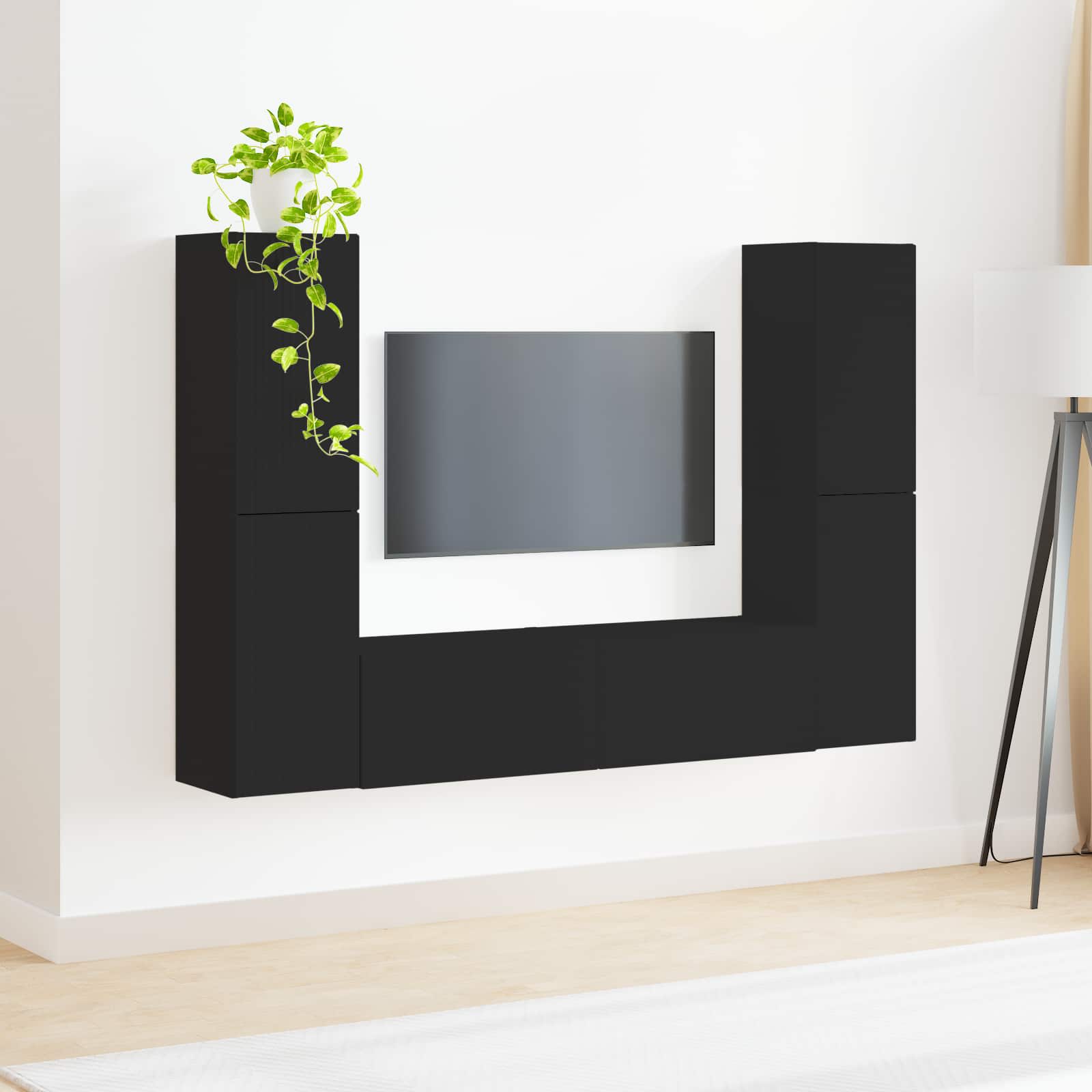 Ensemble meuble TV 6 pcs Noir Bois d'ingénierie - XIOS
