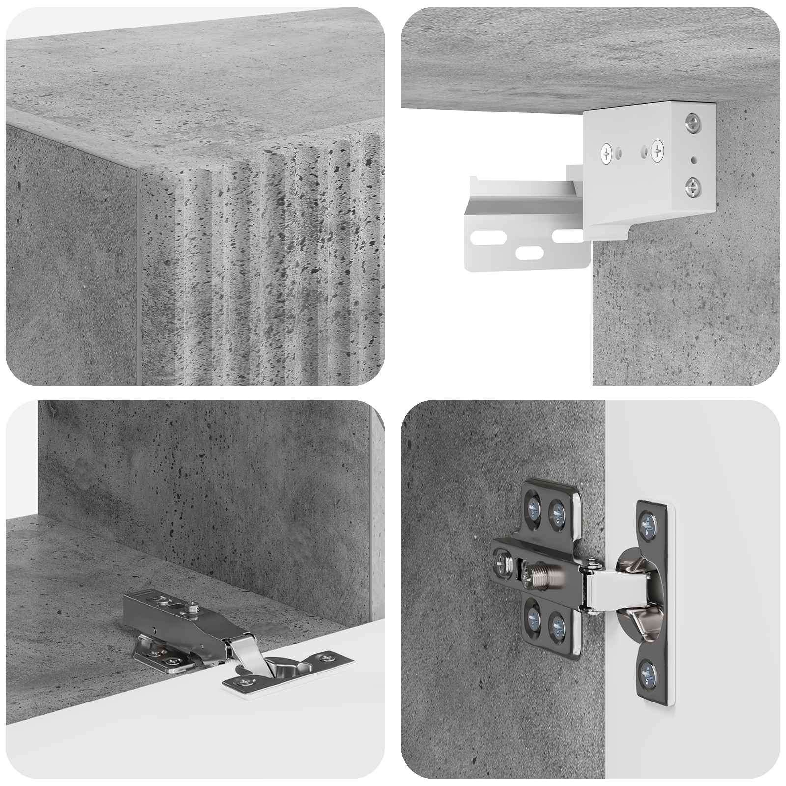 Ensemble meuble TV 4 pcs Gris béton Bois d'ingénierie - XIOS