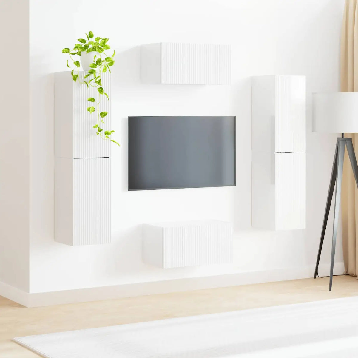 Ensemble meuble TV 6 pc Blanc brillant Bois d’ingénierie - XIOS