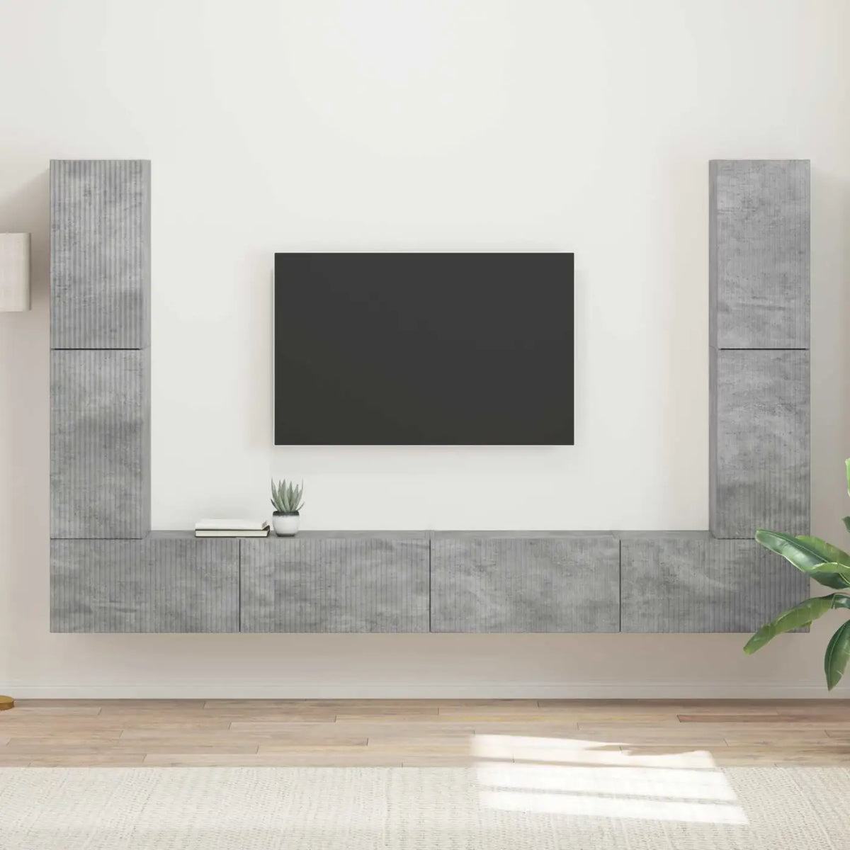Ensemble meuble TV 8 pc Gris béton Bois d’ingénierie - XIOS
