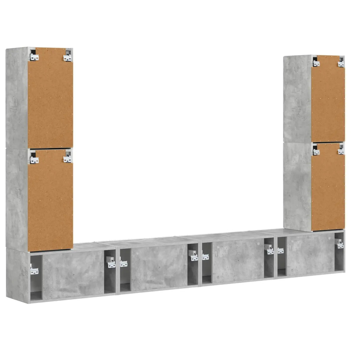 Ensemble meuble TV 8 pc Gris béton Bois d’ingénierie - XIOS