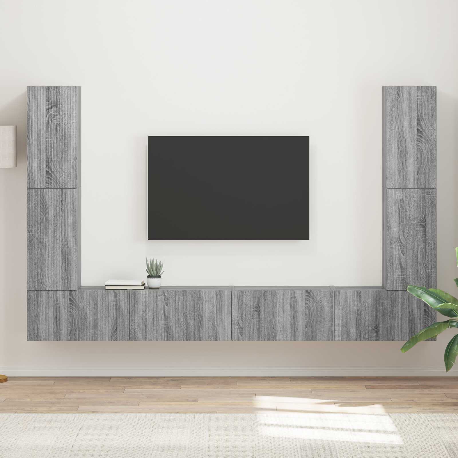 Ensemble meuble TV 8 pcs Gris Sonoma Bois d'ingénierie - XIOS