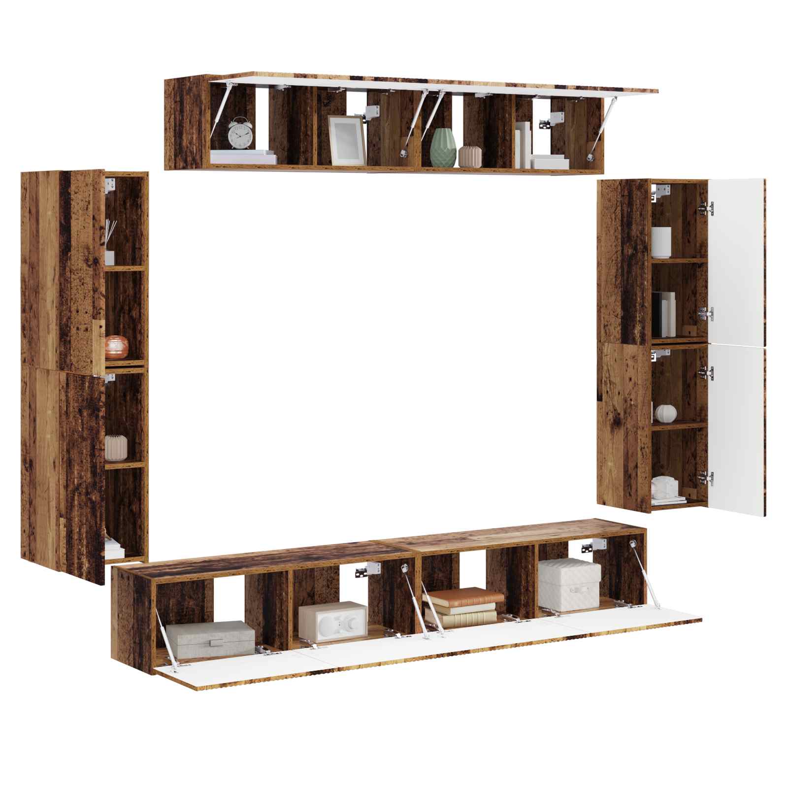 Meuble TV 8 pcs Bois ancien - XIOS