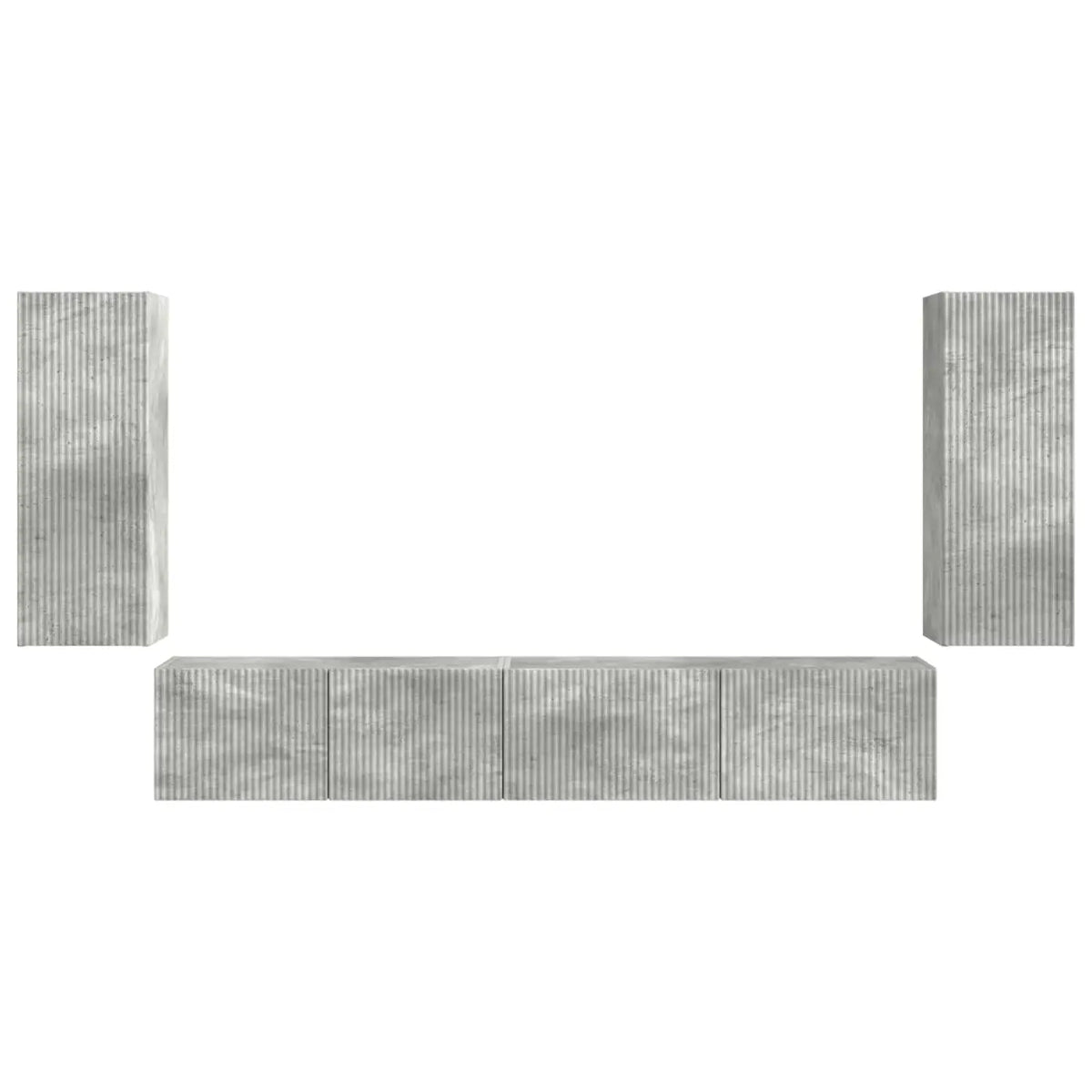 Ensemble meuble TV 4 pc Gris béton Bois d’ingénierie - XIOS