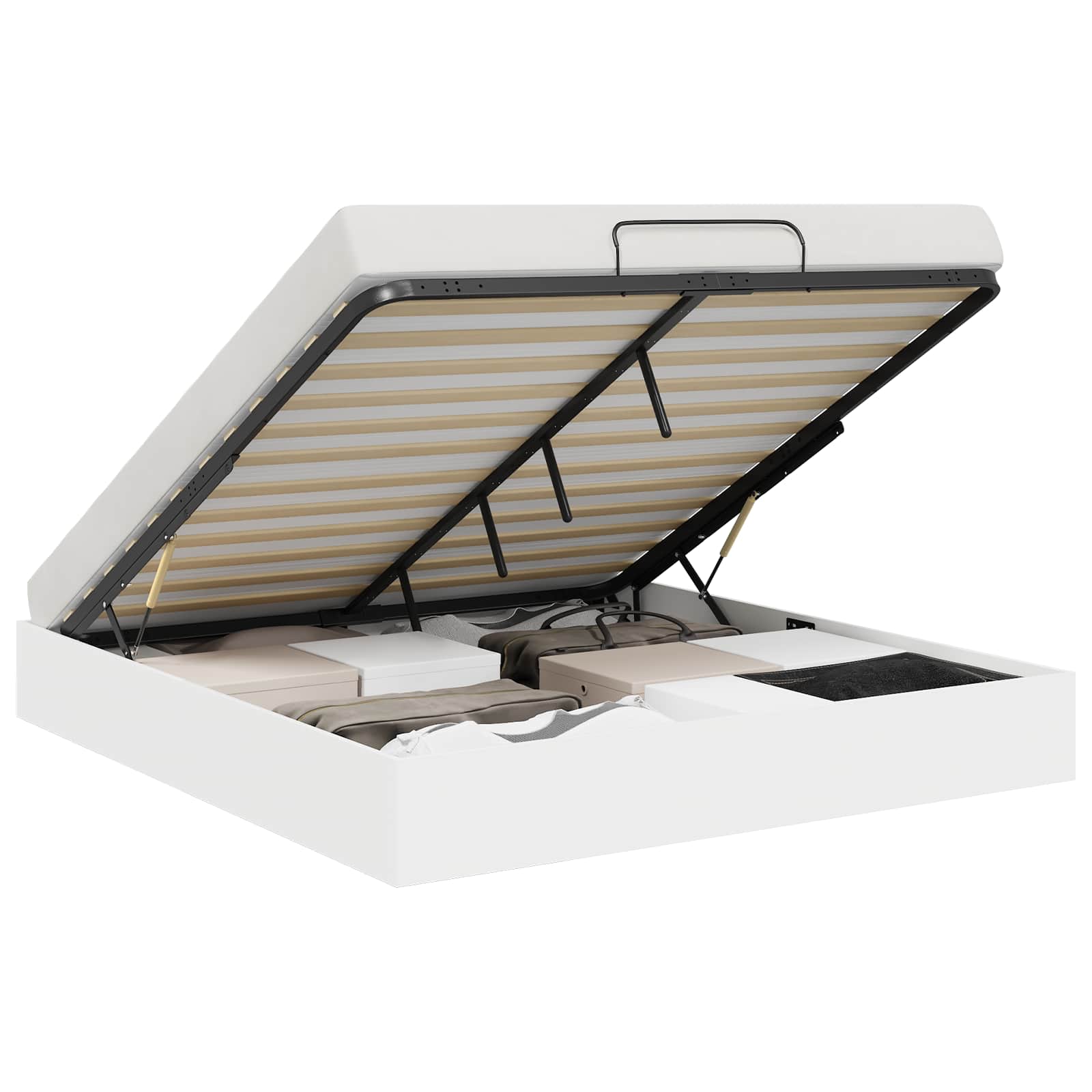 Cadre de lit ottoman avec stockage Blanc 193 x 120 x 25 cm - XIOS