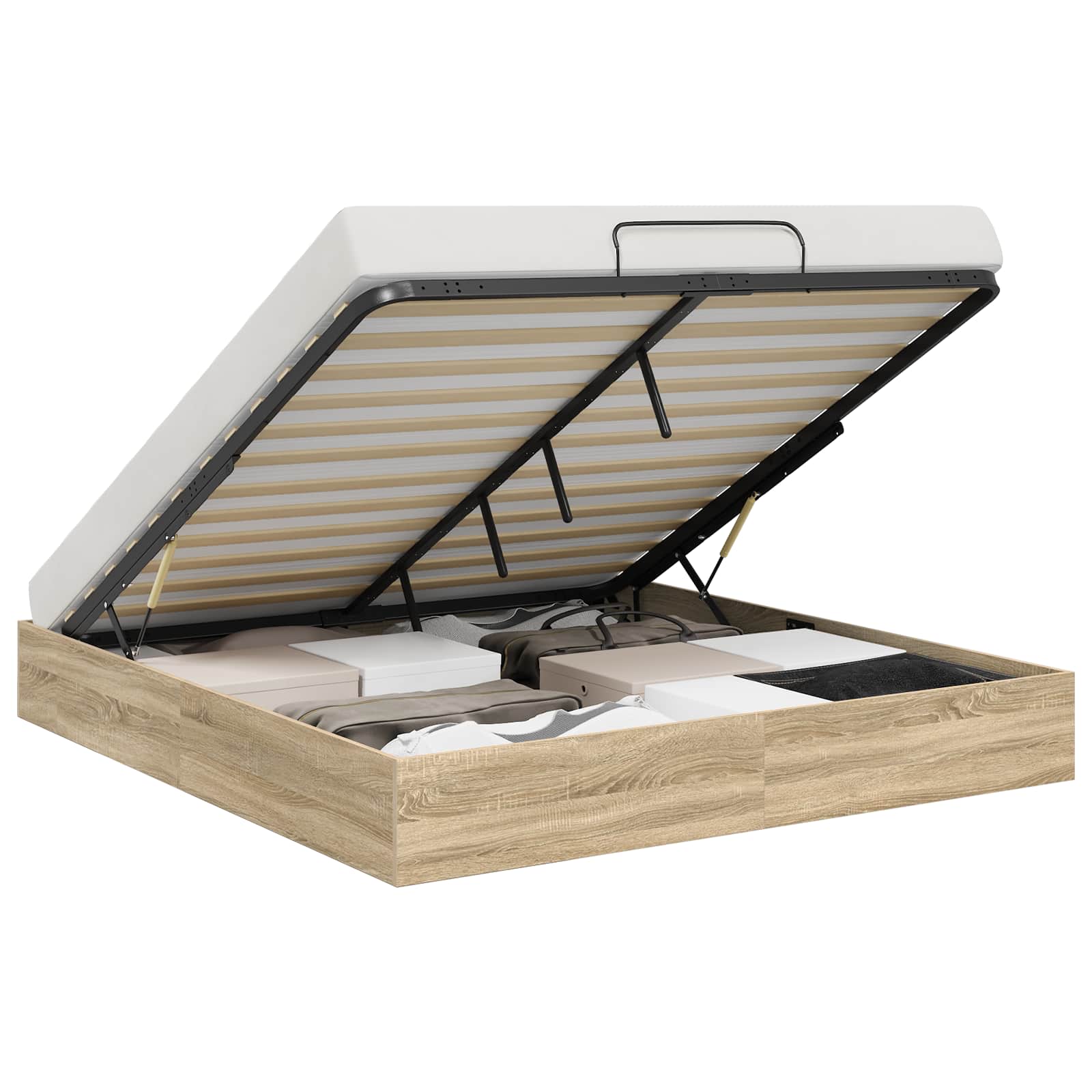 Cadre de lit ottoman Chêne Sonoma 193 x 120 x 25 cm - XIOS