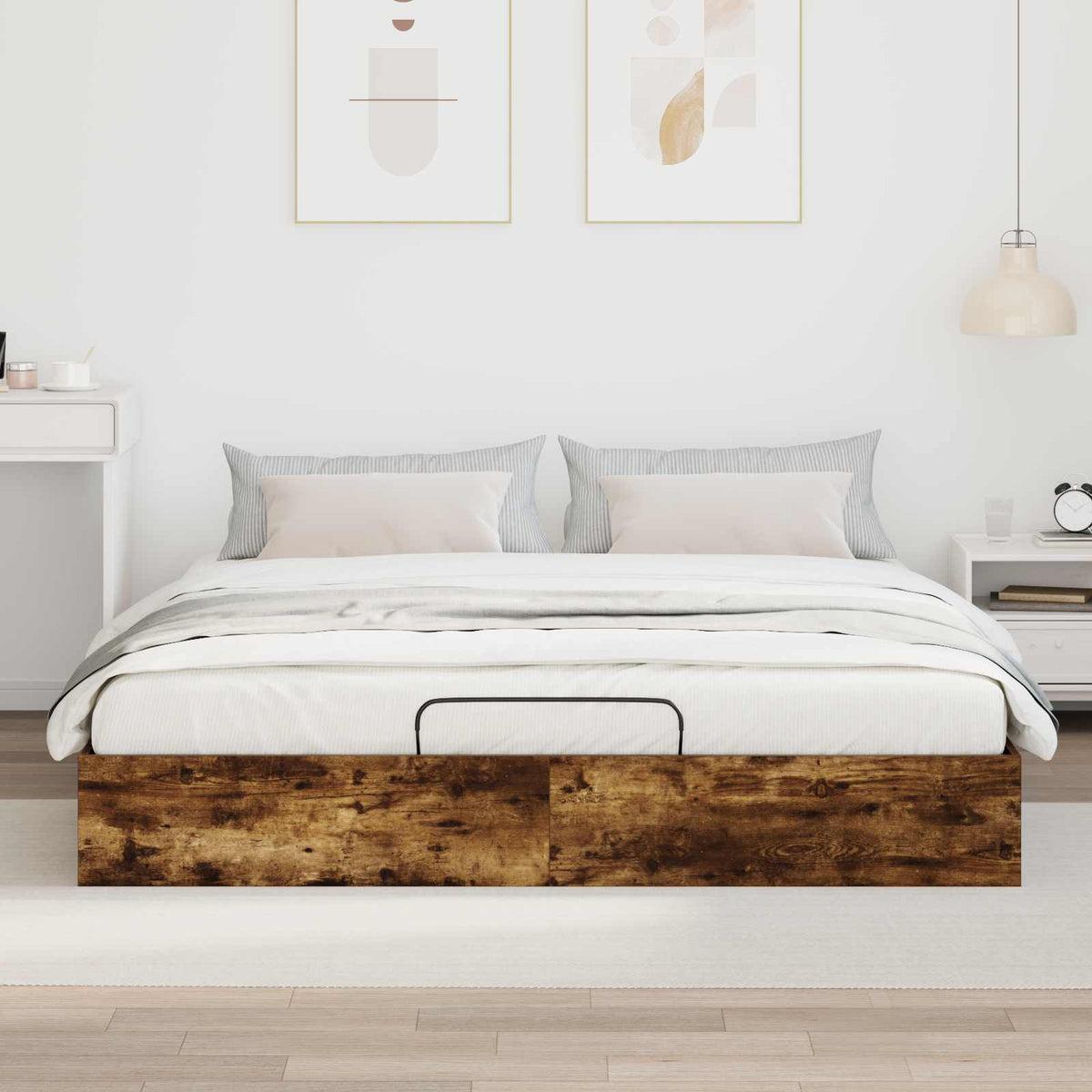 Cadre de lit ottoman Chêne fumé 180 x 200 cm Bois d’ingénierie