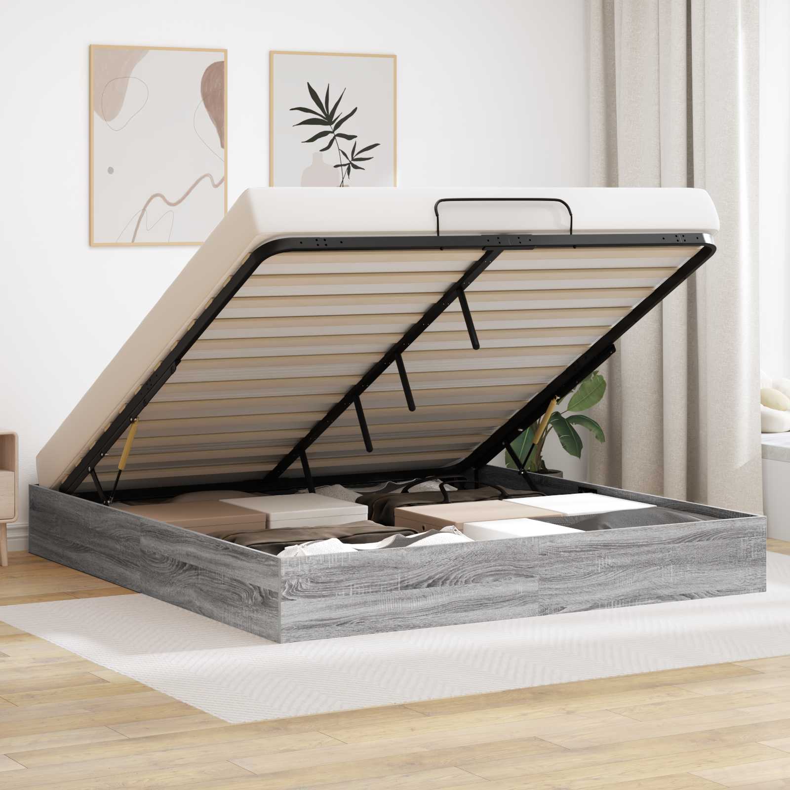 Cadre de lit ottoman Gris Sonoma 193 x 120 x 25 cm - XIOS