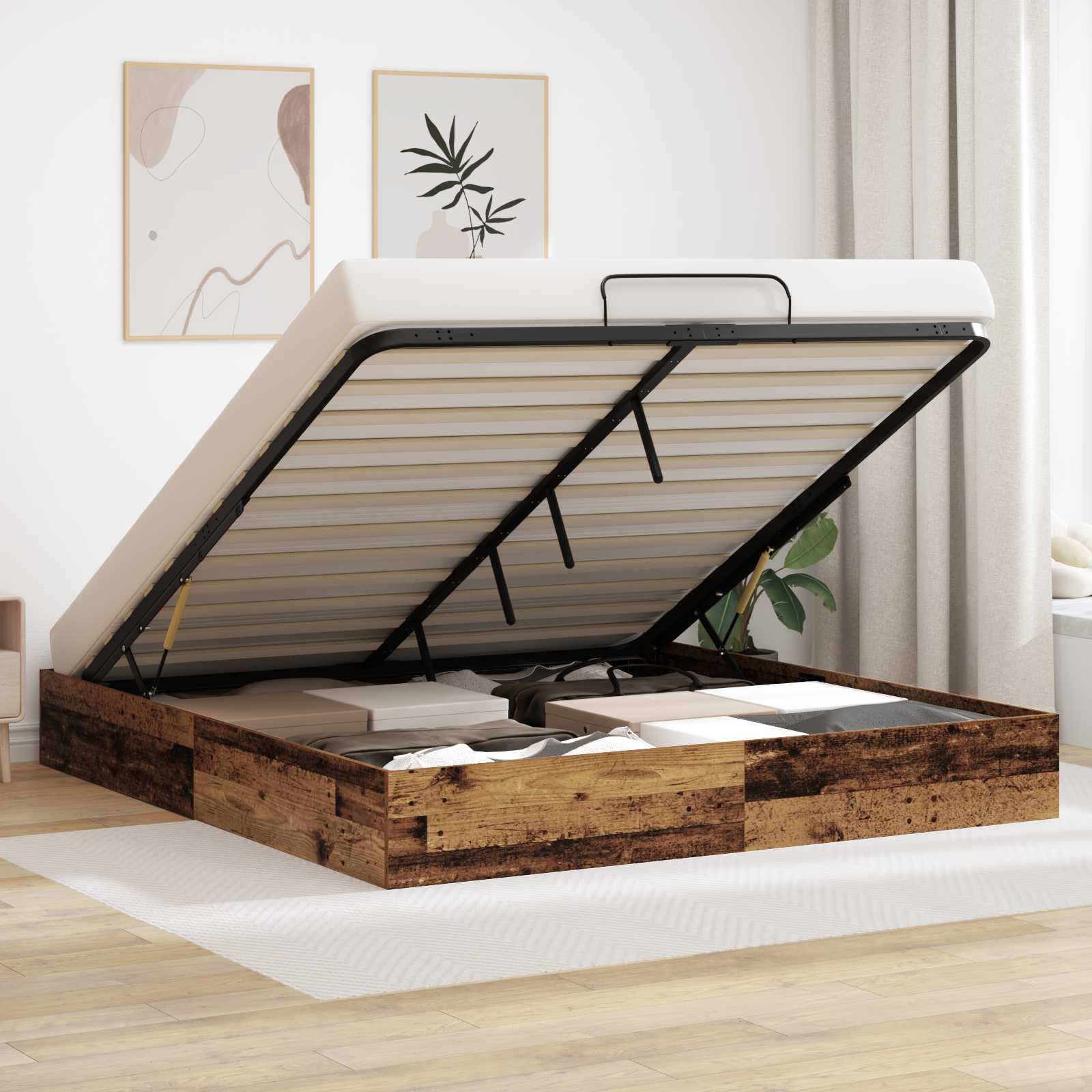 Cadre de lit ottoman Bois ancien 193 x 120 x 25 cm - XIOS