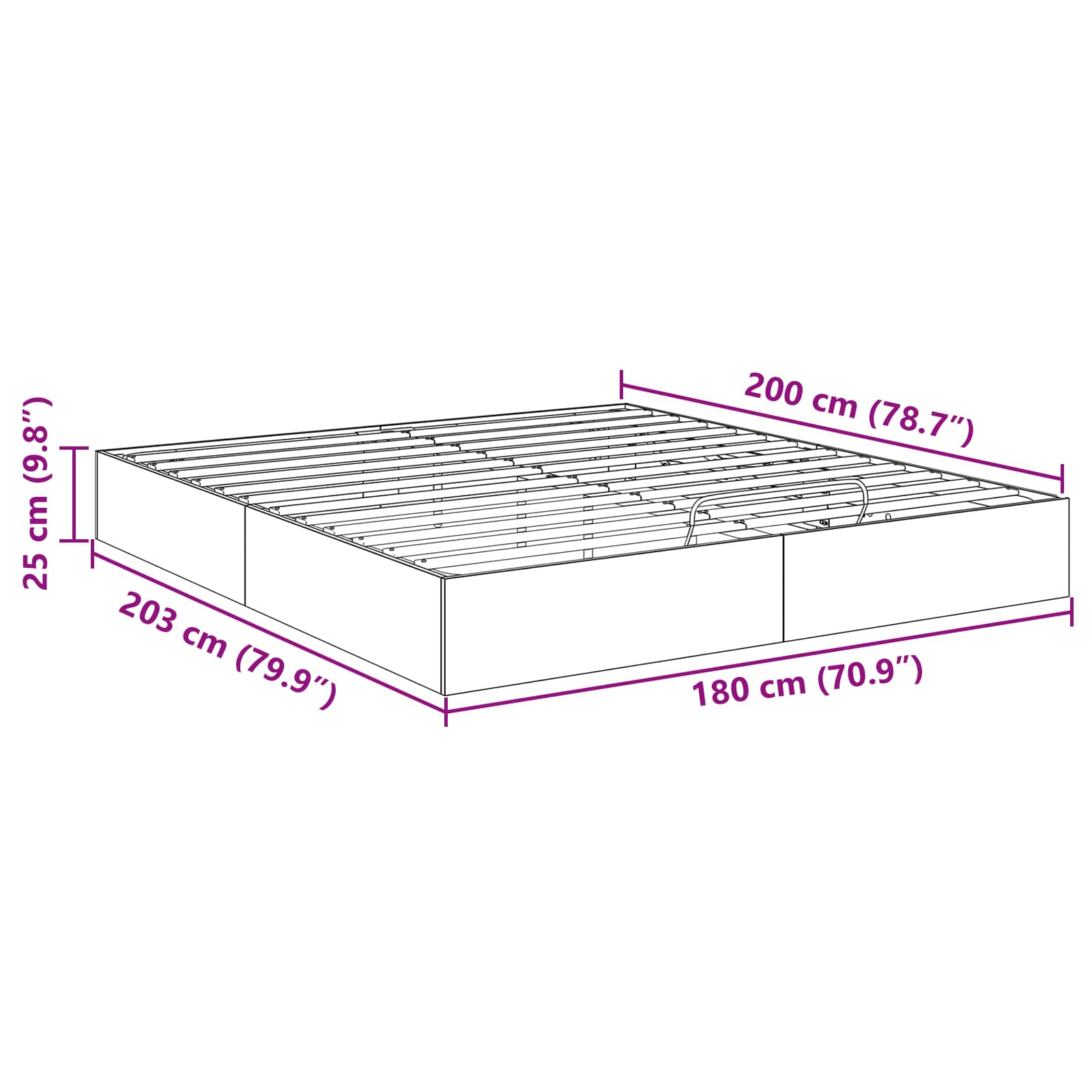 Cadre de lit ottoman Chêne artisan 193 x 120 x 25 cm - XIOS