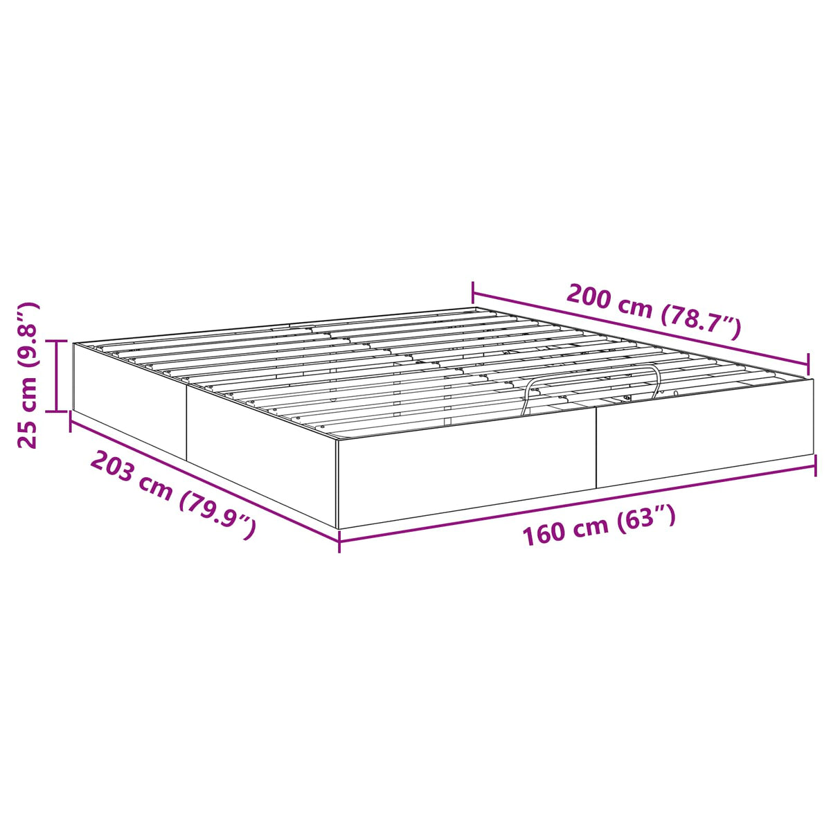 Cadre de lit ottoman Chêne fumé 160 x 200 cm Bois d’ingénierie