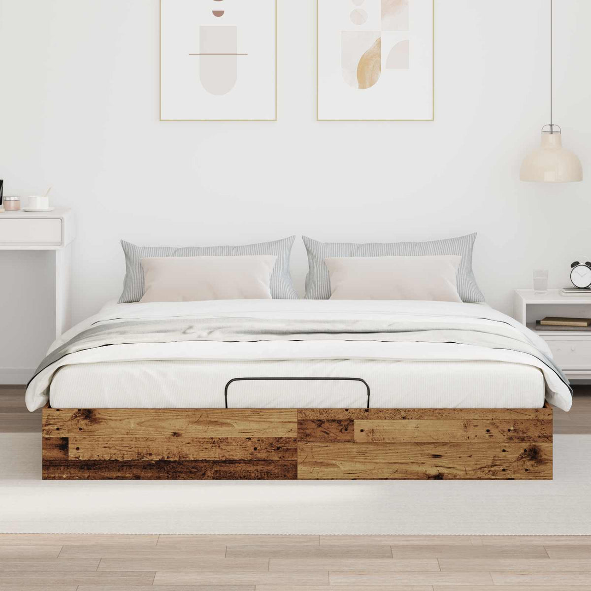 Cadre de lit ottoman Bois ancien 160 x 200 cm Bois d’ingénierie