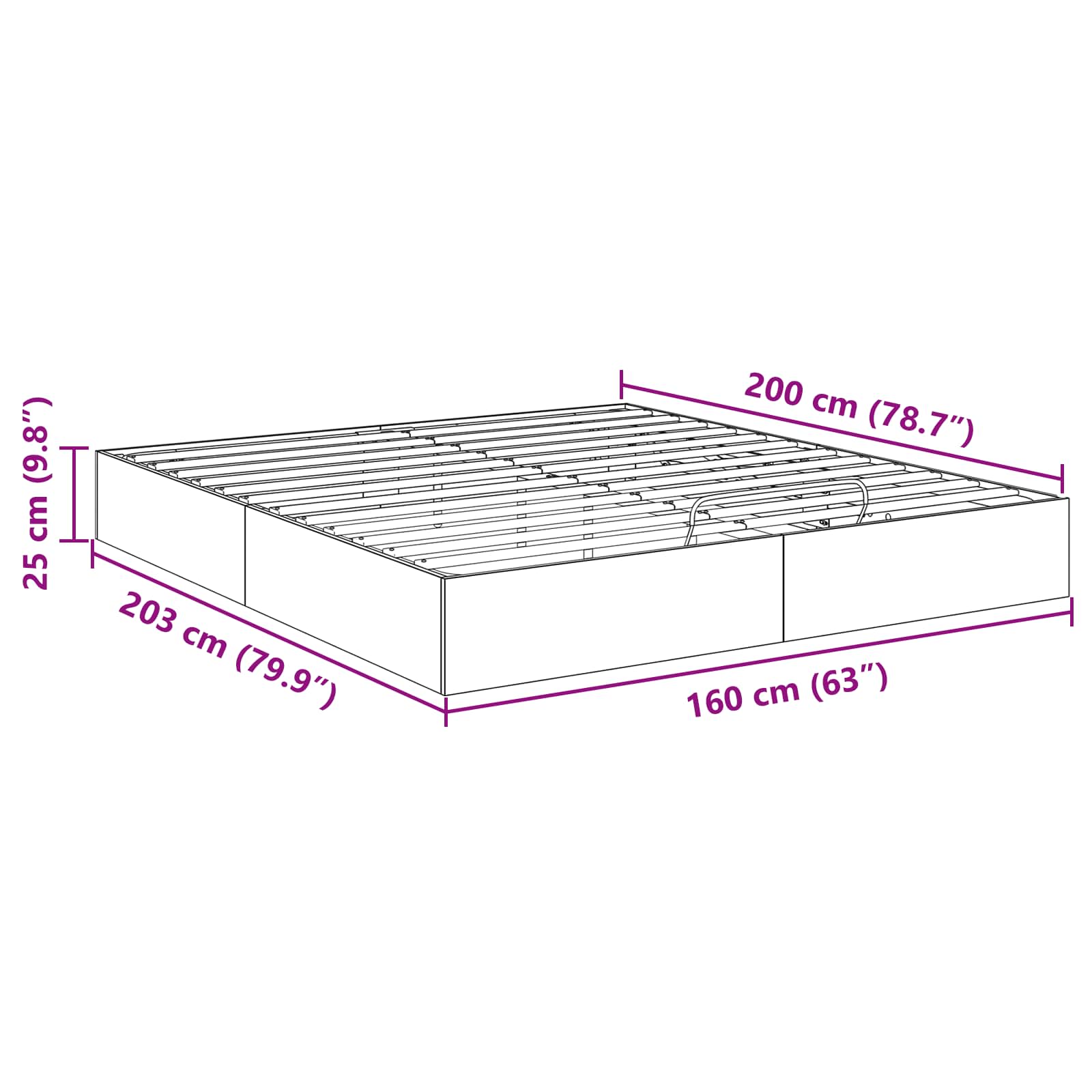 Cadre de lit ottoman Chêne artisan 203 x 160 x 25 cm - XIOS