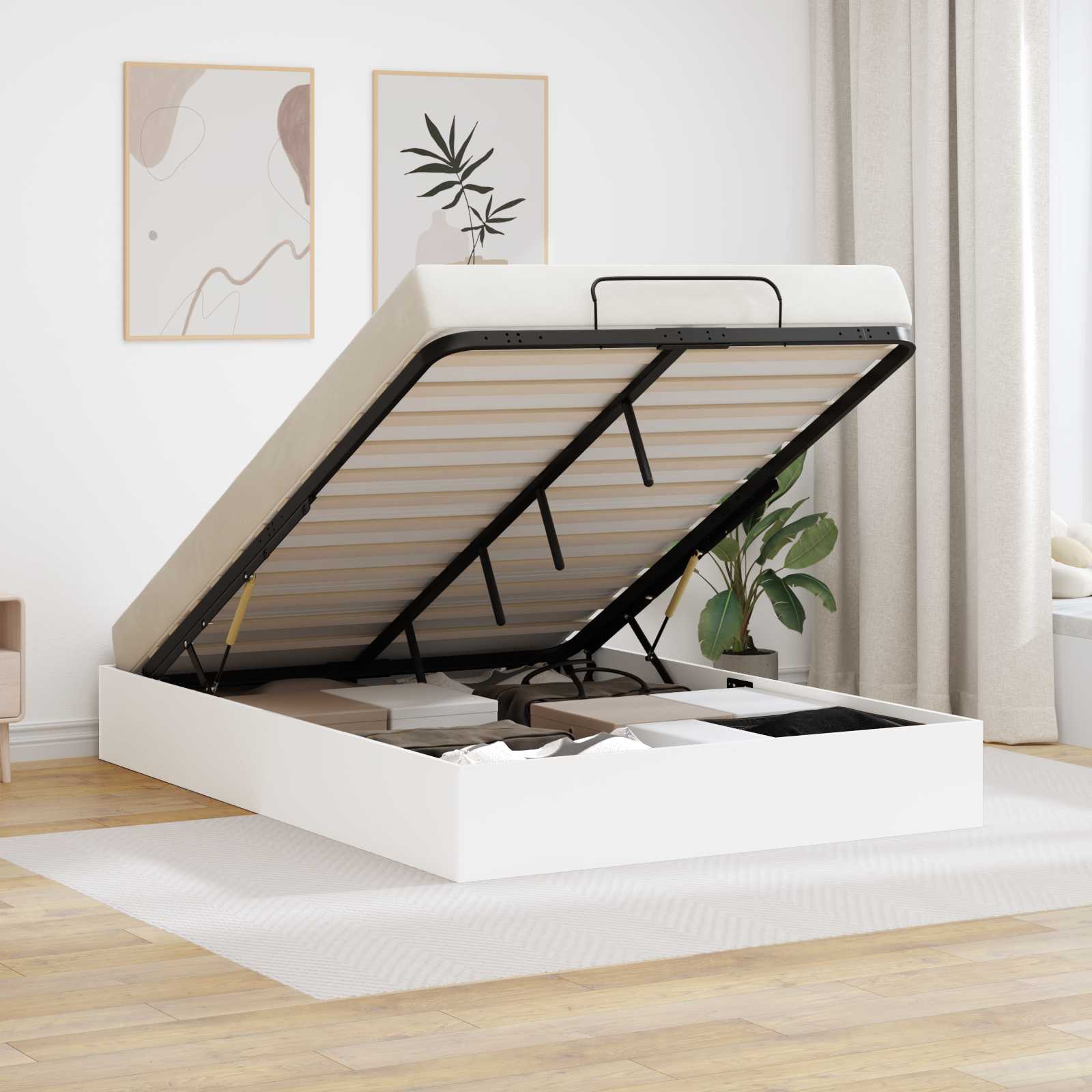 Cadre de lit ottoman avec stockage Blanc 193 x 120 x 25 cm - XIOS