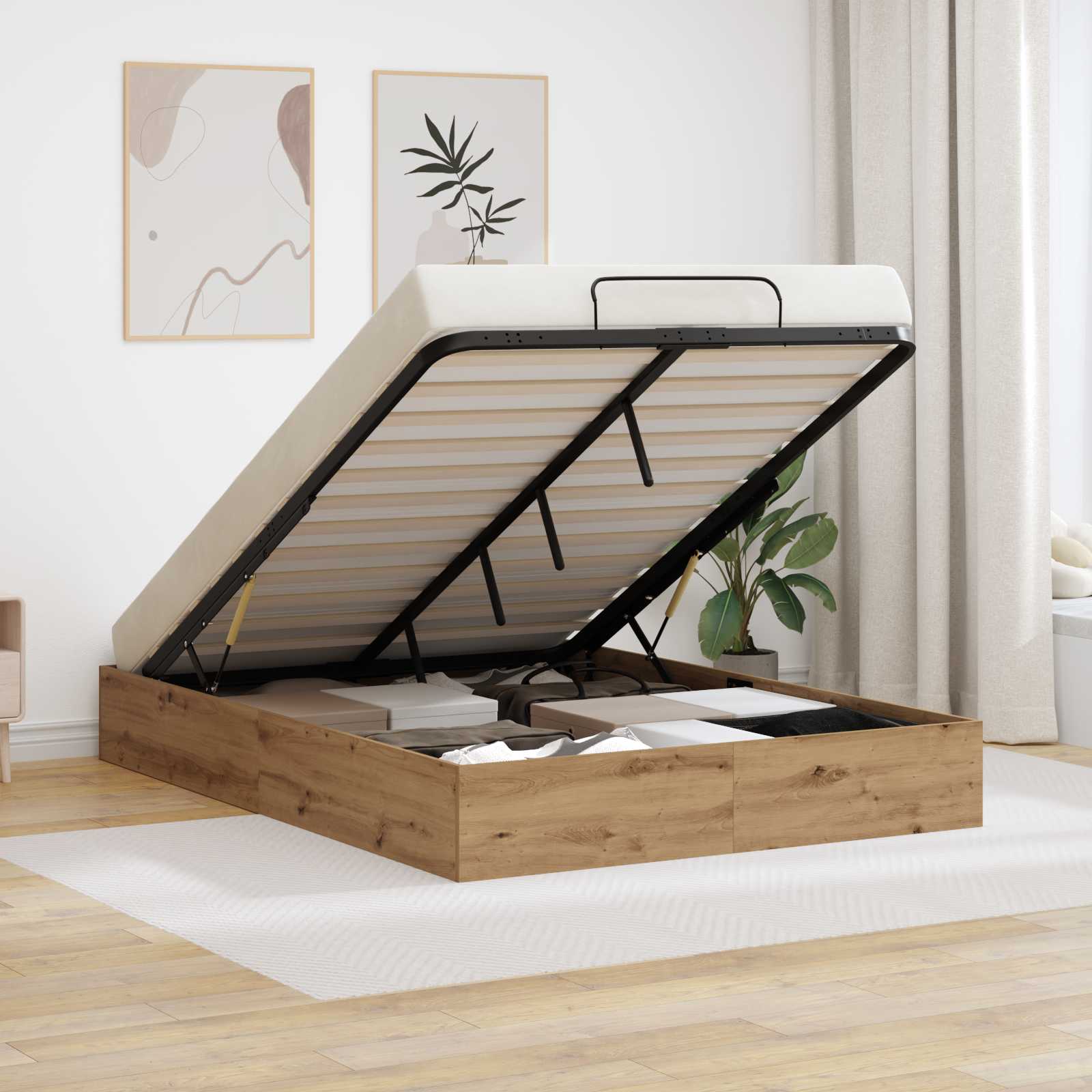 Cadre de lit ottoman Chêne artisanal 193 x 120 x 25 cm - XIOS