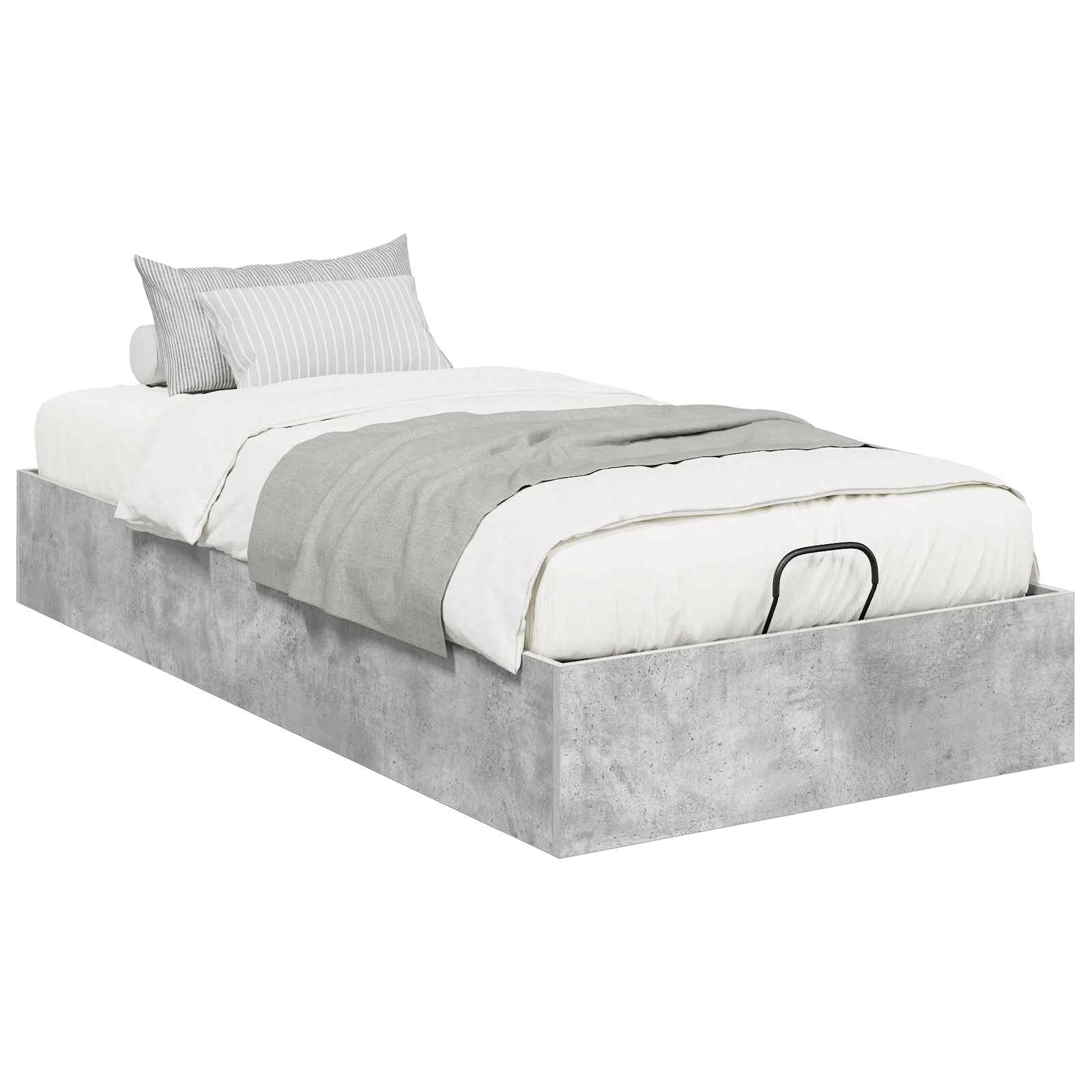 Cadre de lit ottoman avec stockage Gris béton 193 x 120 x 25 cm - XIOS