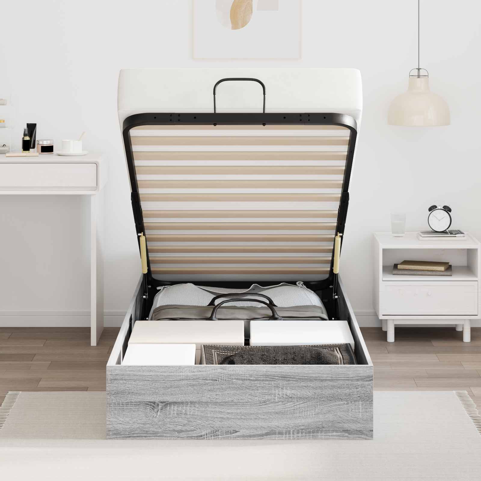 Cadre de lit ottoman Gris Sonoma 193 x 120 x 25 cm - XIOS