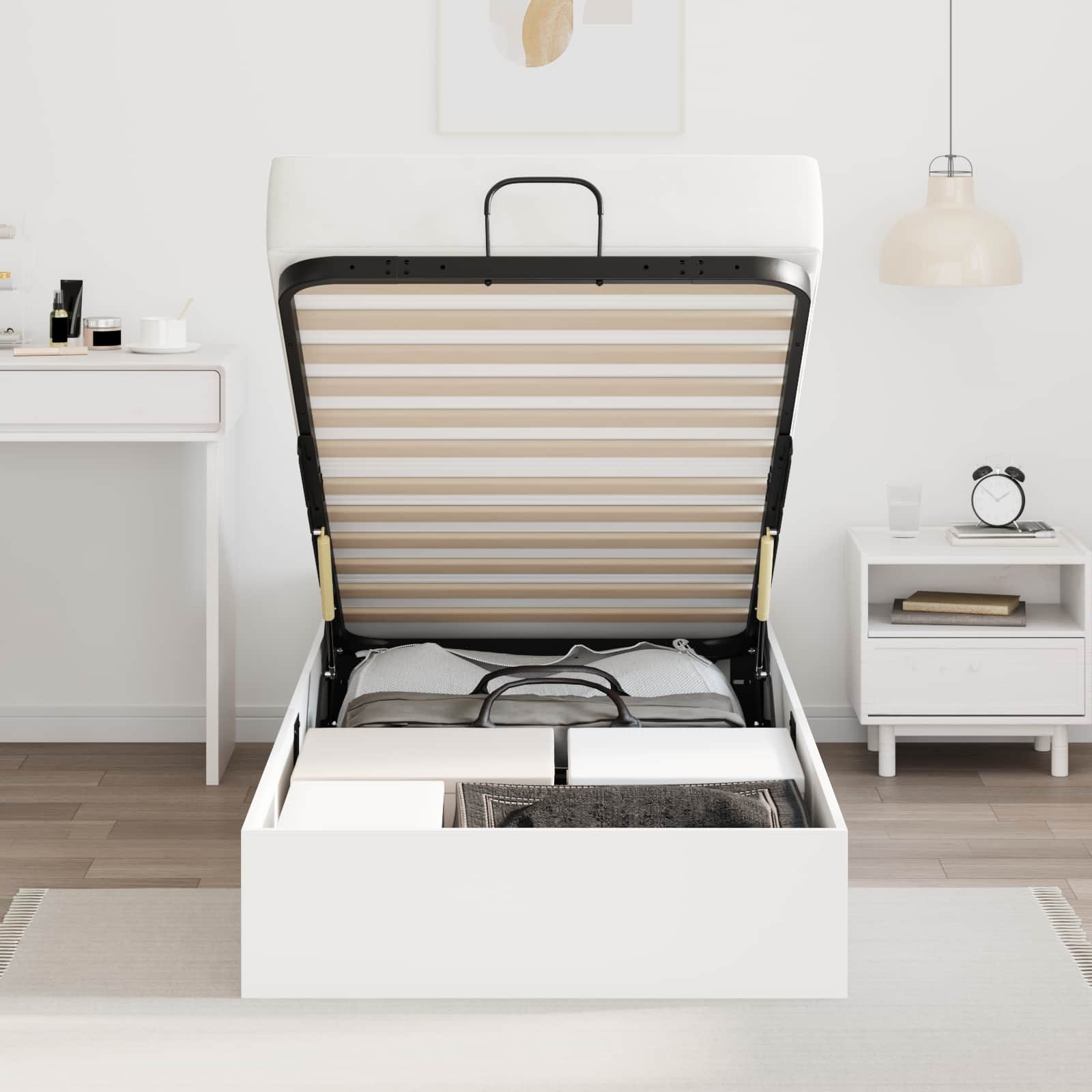 Cadre de lit ottoman Blanc 203 x 80,5 x 25 cm Bois d'ingénierie - XIOS