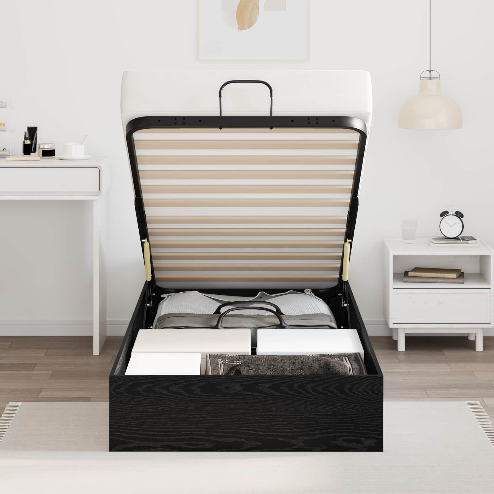 Cadre de lit ottoman Chêne noir 203 x 80,5 x 25 cm - XIOS