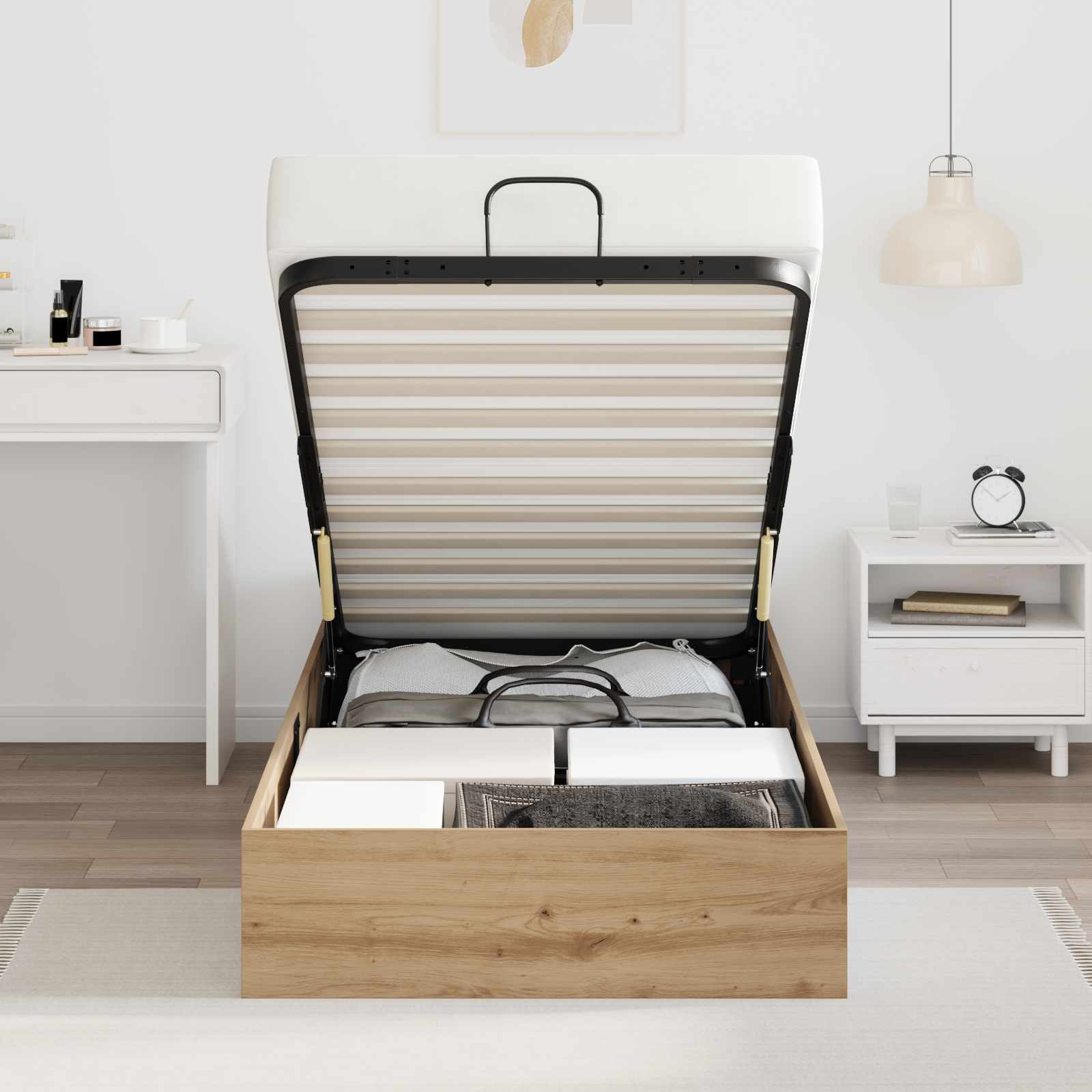 Cadre de lit ottoman Chêne artisanal 203 x 80,5 x 25 cm - XIOS