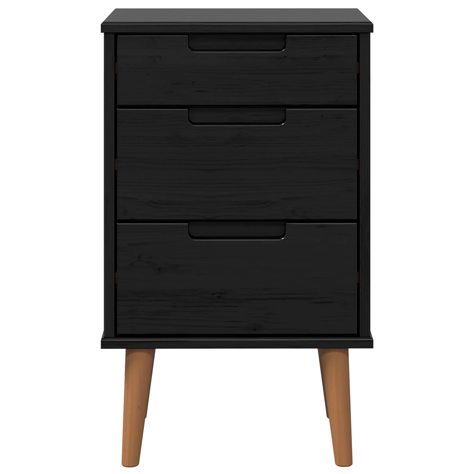 Cabinet de chevet avec tiroir Noir 40 x 35 x 65 cm Pin massif - XIOS