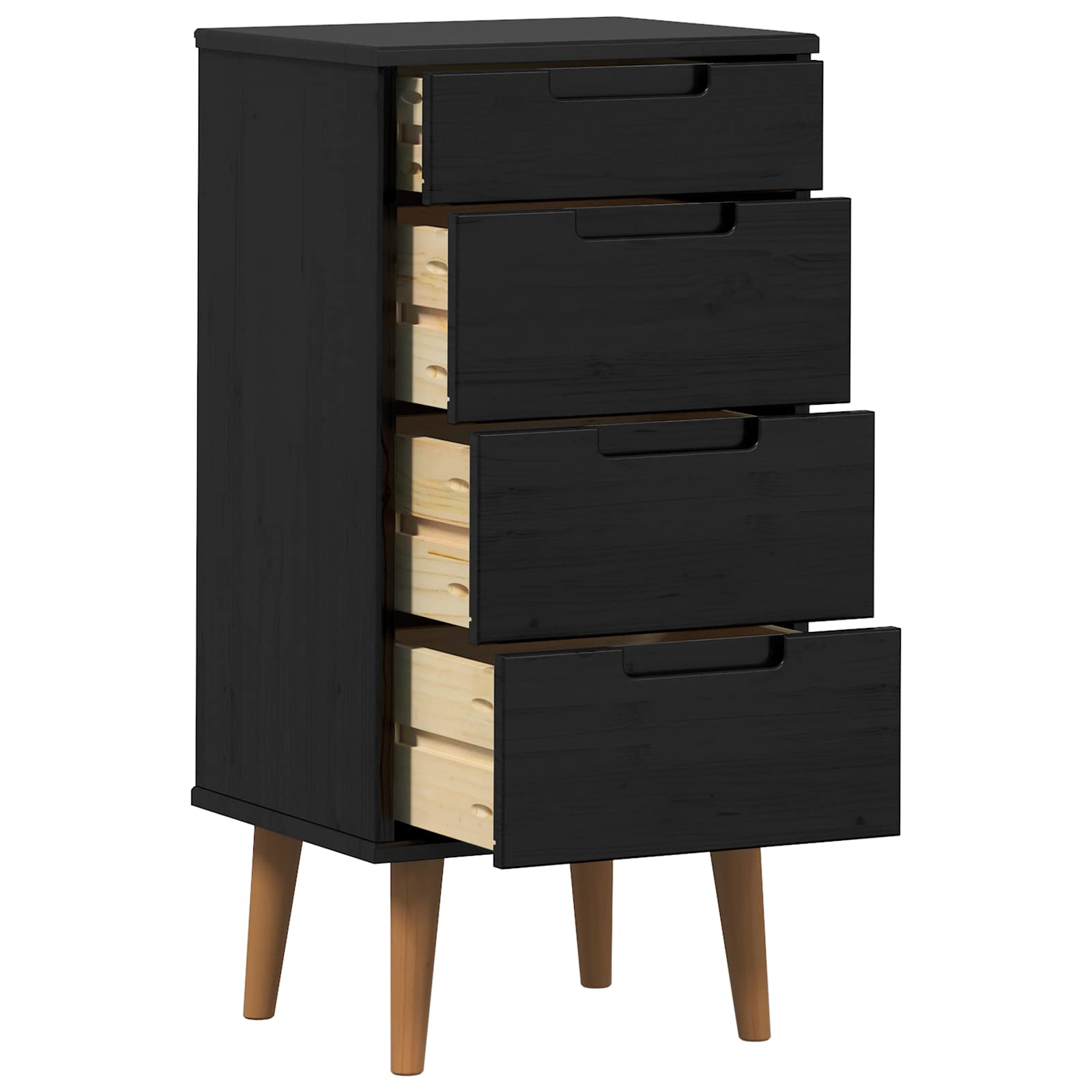 Commode MOLDE Noir 40 x 35 x 82 cm Bois de pin massif