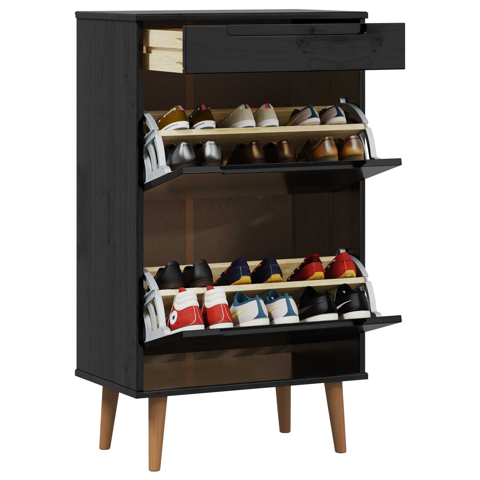 Cabinet à chaussures MOLDE 59,5 x 35 x 103 cm Noir