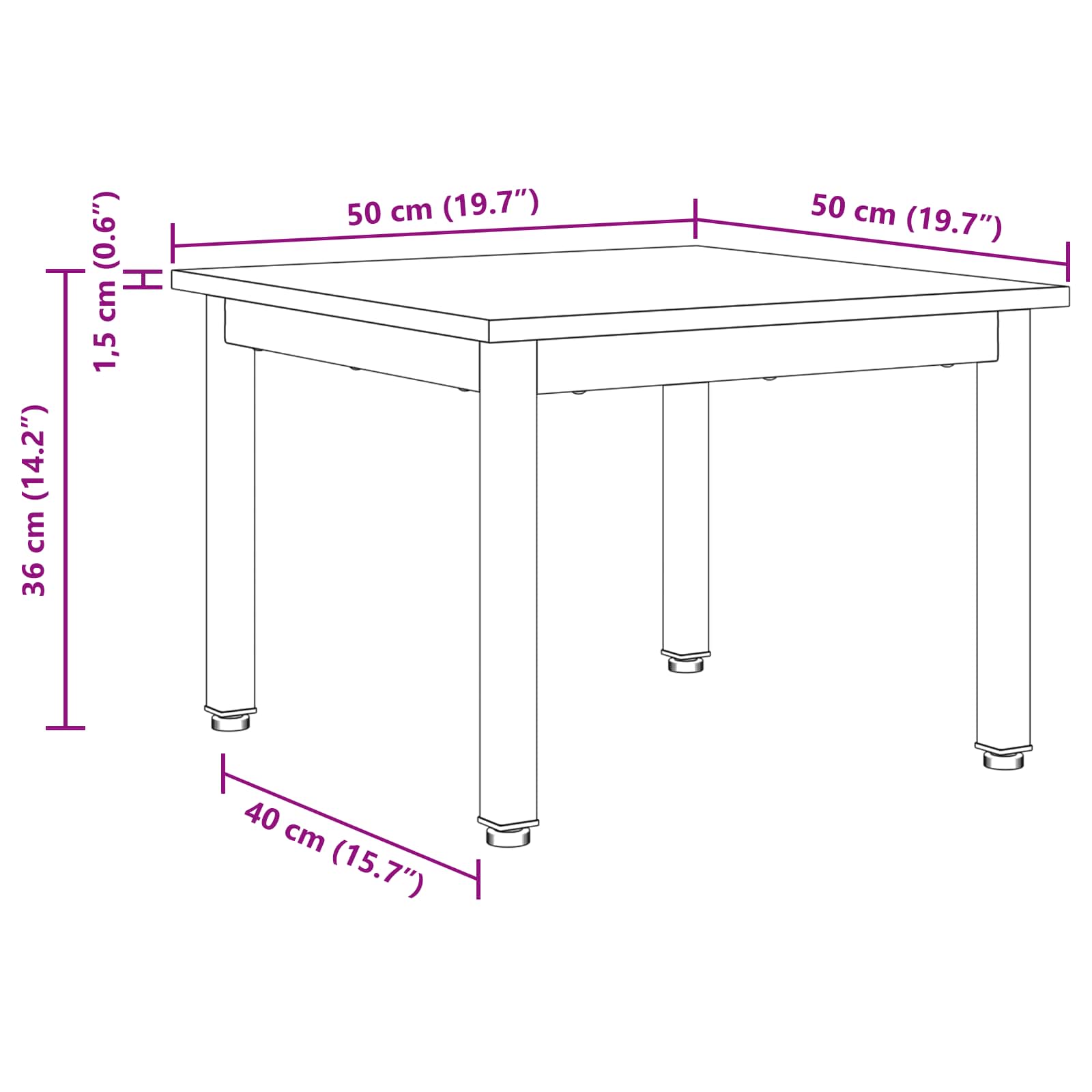 Table basse Chêne artisan 50 x 50 x 36 cm Bois d'ingénierie - XIOS