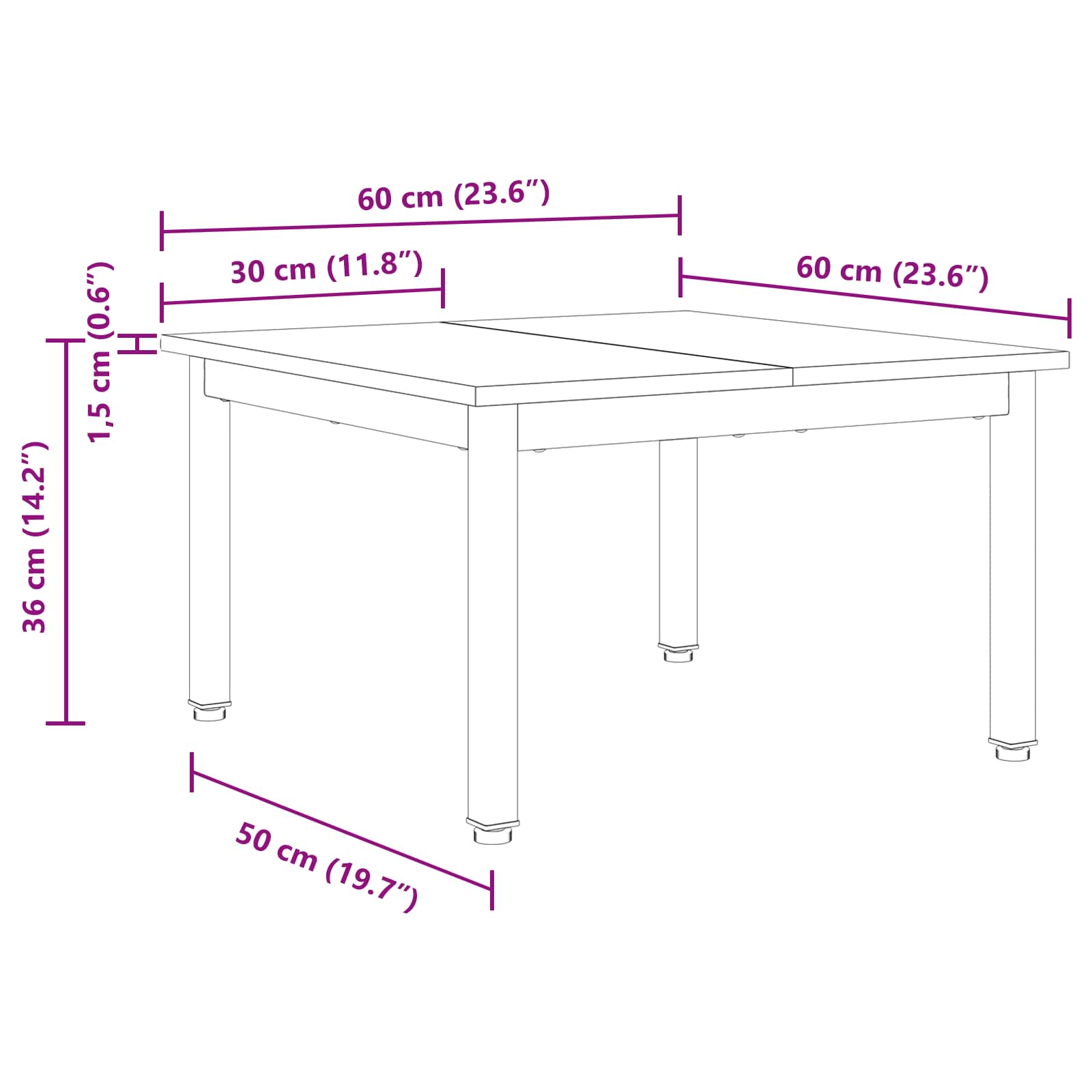 Table basse Gris Sonoma 60 x 60 x 36 cm Bois d'ingénierie - XIOS