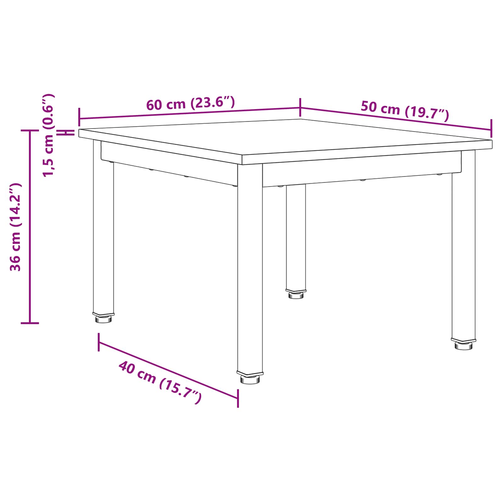 Table basse Bois ancien 60 x 50 x 36 cm Bois d'ingénierie - XIOS