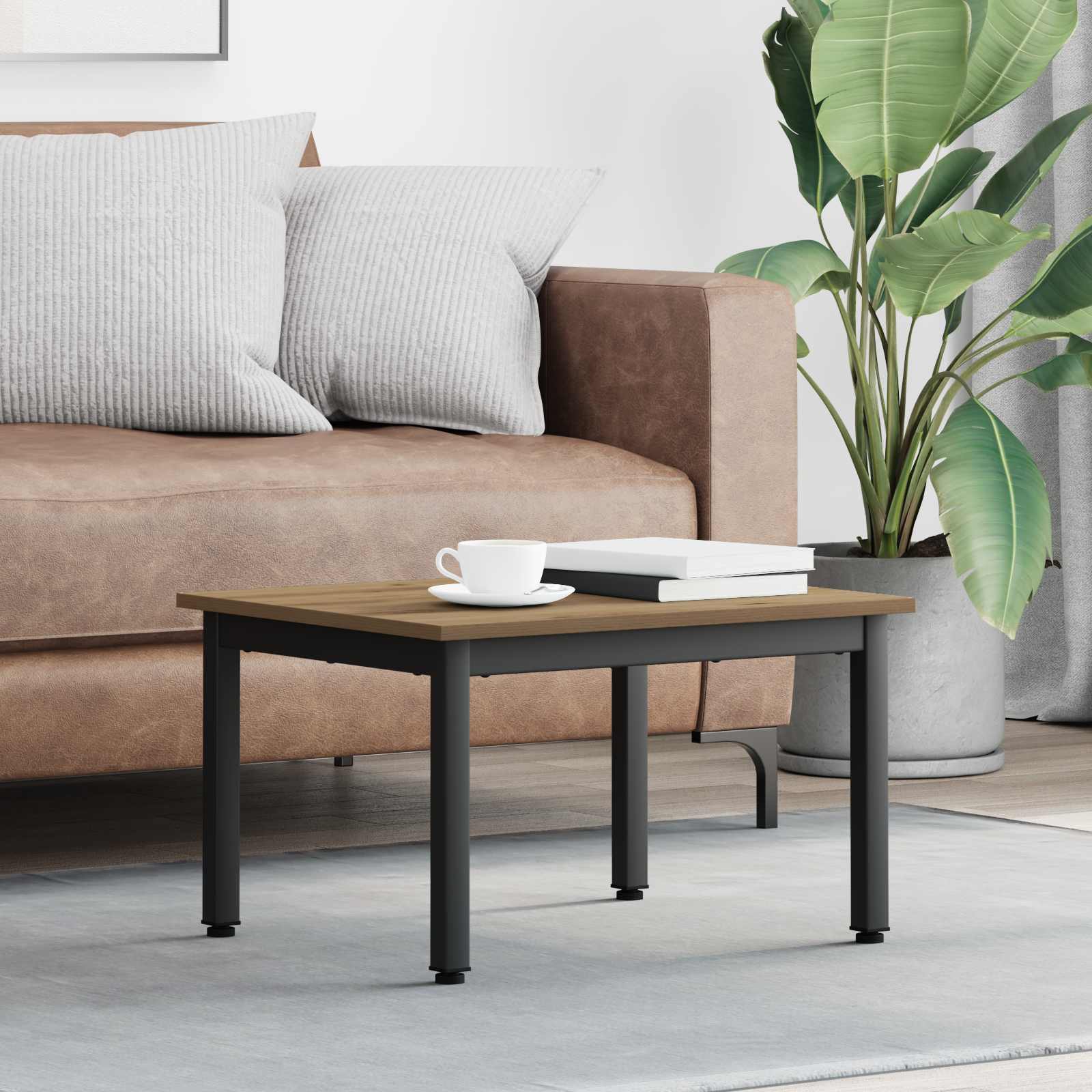 Table basse Chêne artisan 60 x 50 x 36 cm Bois d'ingénierie - XIOS