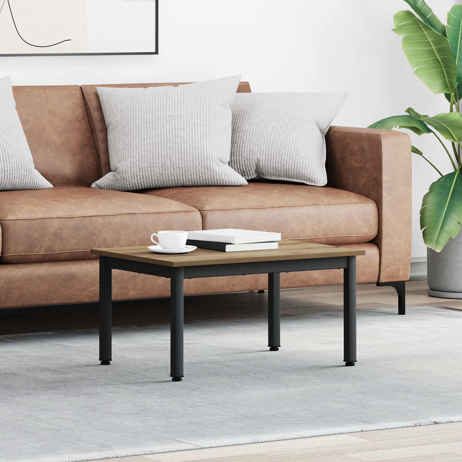 Table basse Chêne artisan 70 x 50 x 36 cm Bois d'ingénierie - XIOS