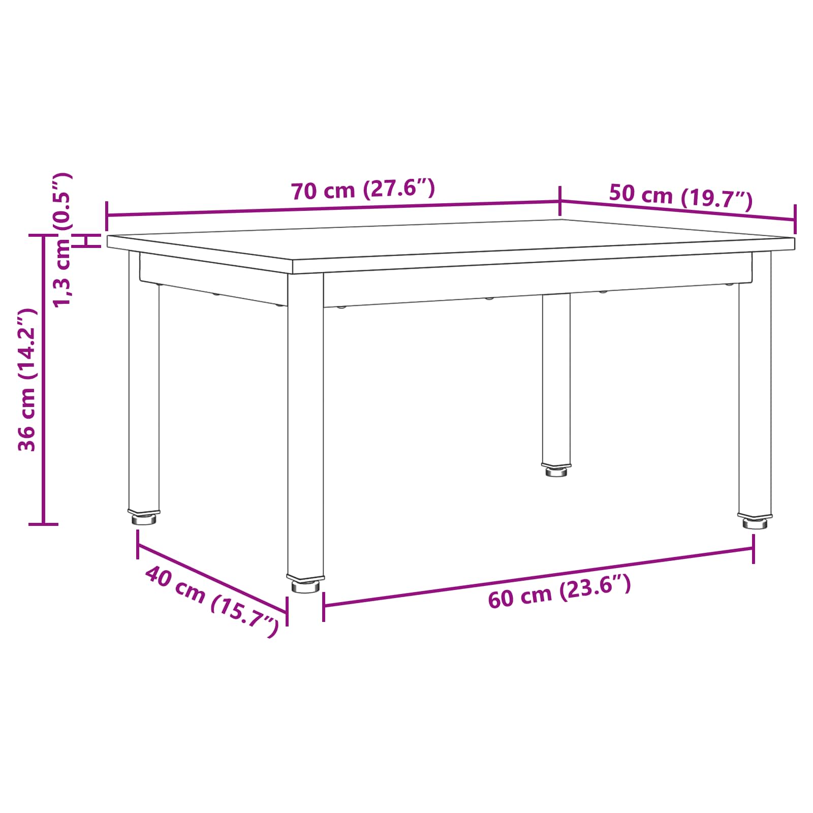 Table basse Chêne artisan 70 x 50 x 36 cm Bois d'ingénierie - XIOS