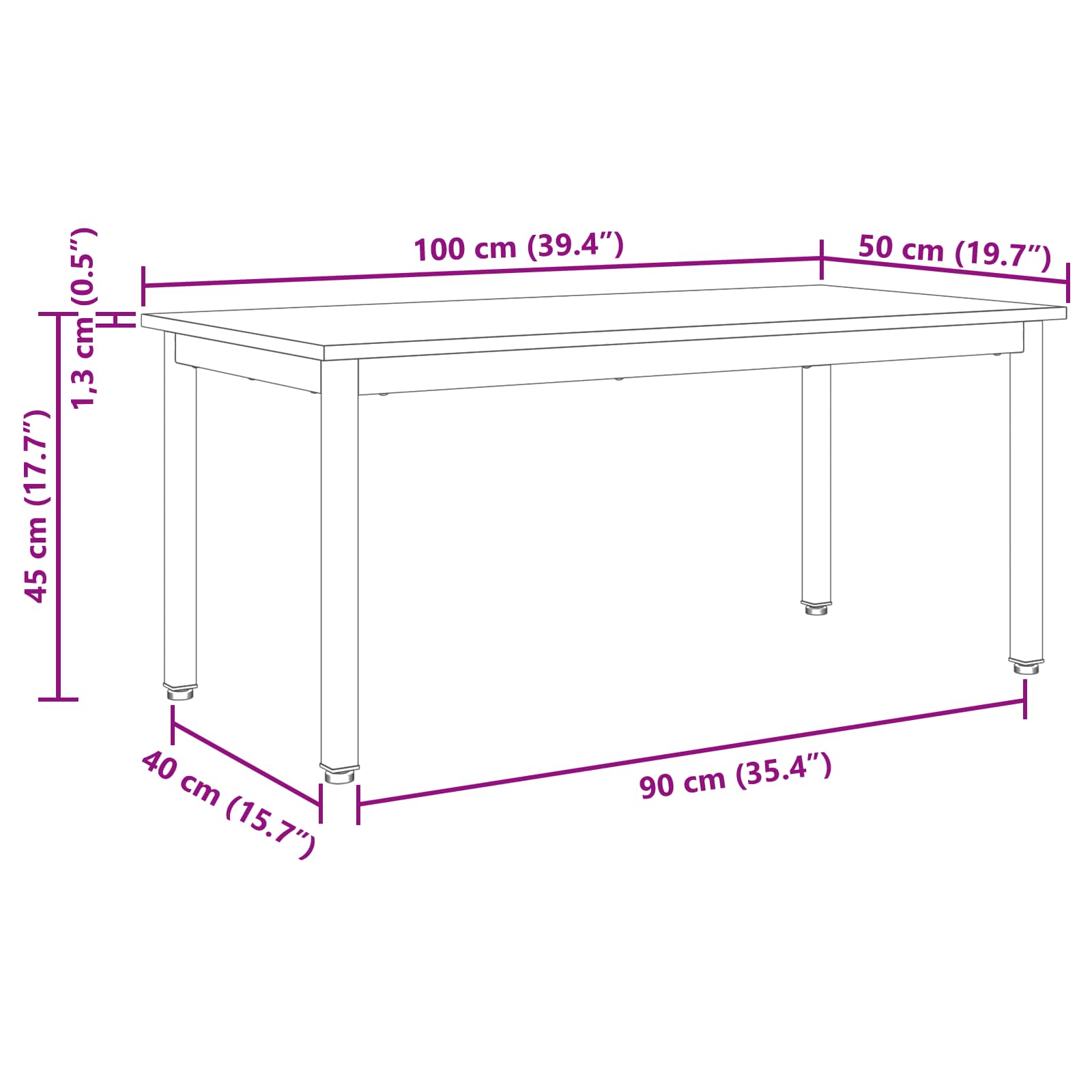 Table basse Chêne Fumé 100 x 50 x 45 cm Bois d'ingénierie - XIOS