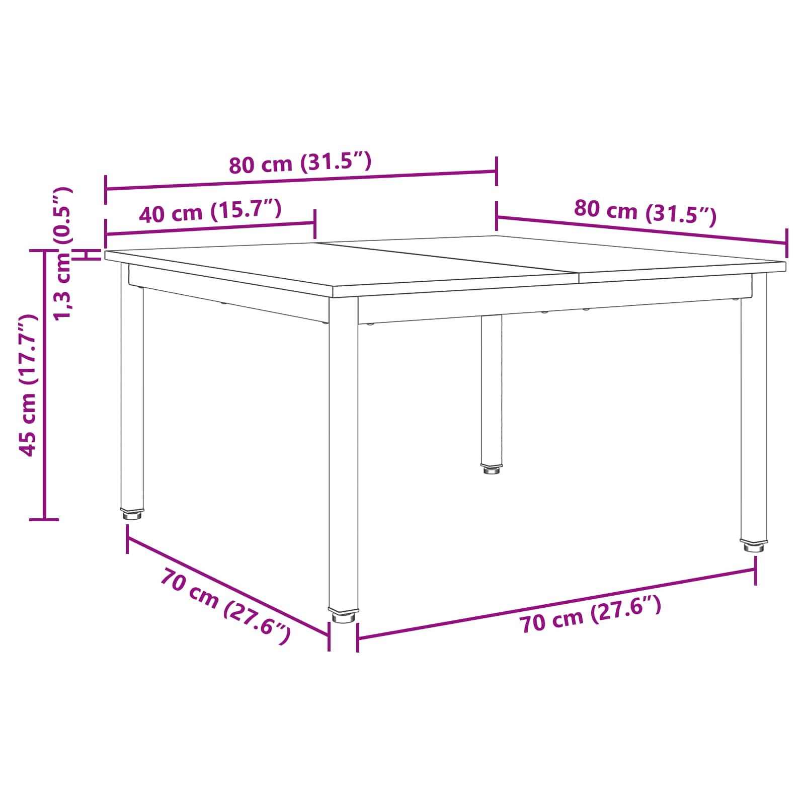 Table basse Chêne artisan 80 x 80 x 45 cm Bois d'ingénierie - XIOS