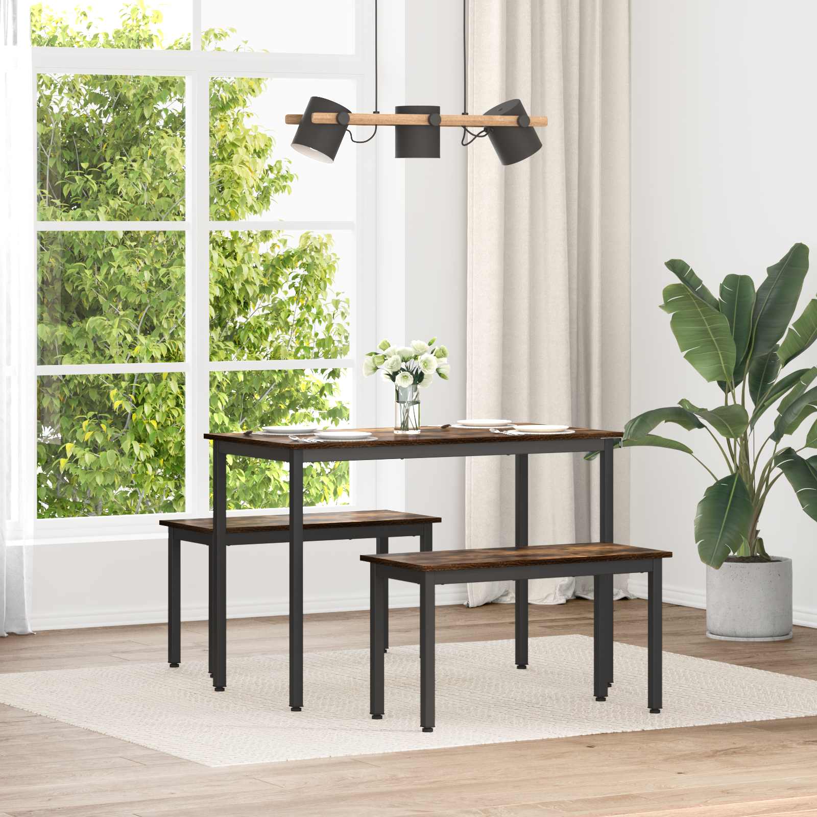 banc Chêne Fumé 80 x 35 x 45 cm Bois d'ingénierie - XIOS