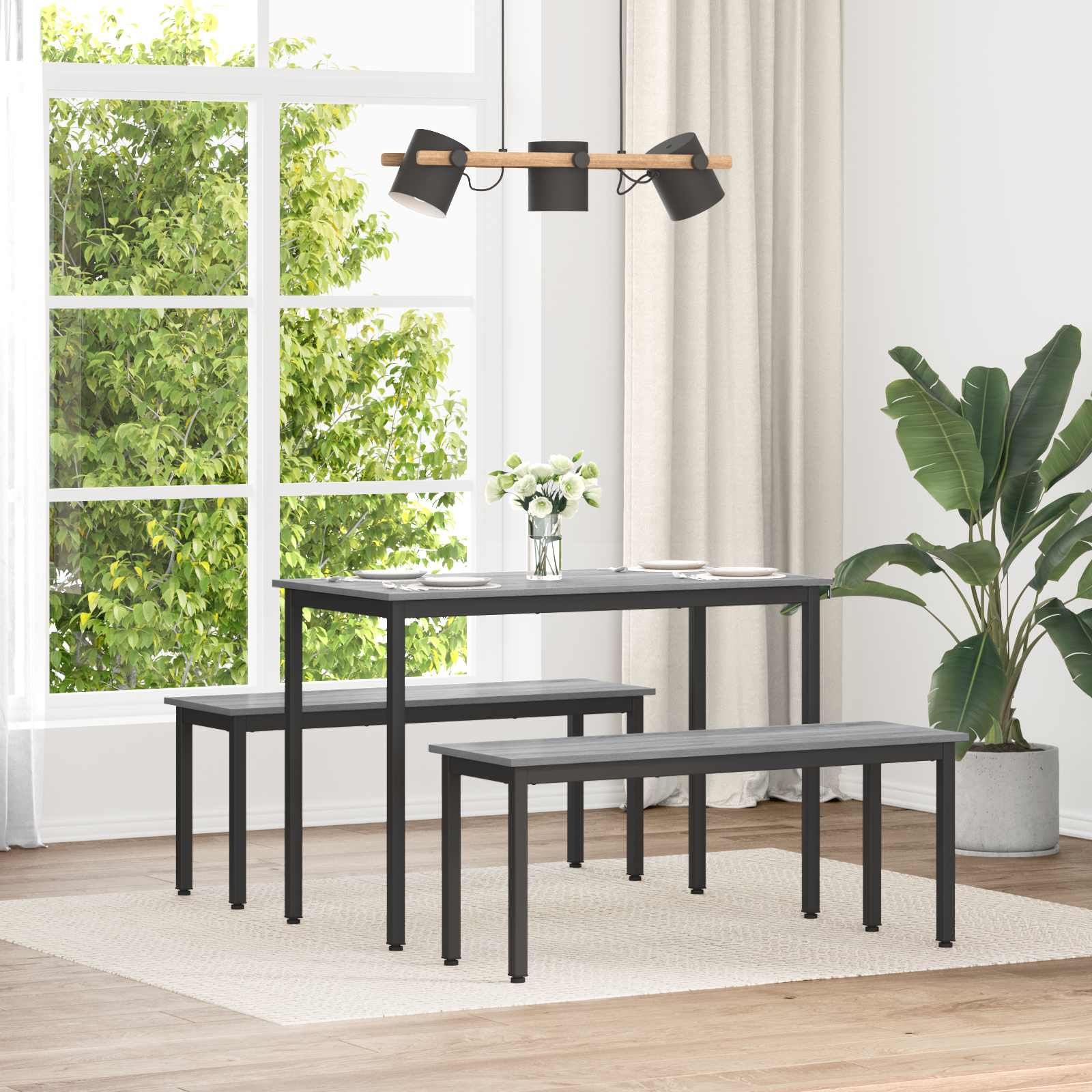 banc Gris Sonoma 110 x 35 x 45 cm Bois d'ingénierie - XIOS