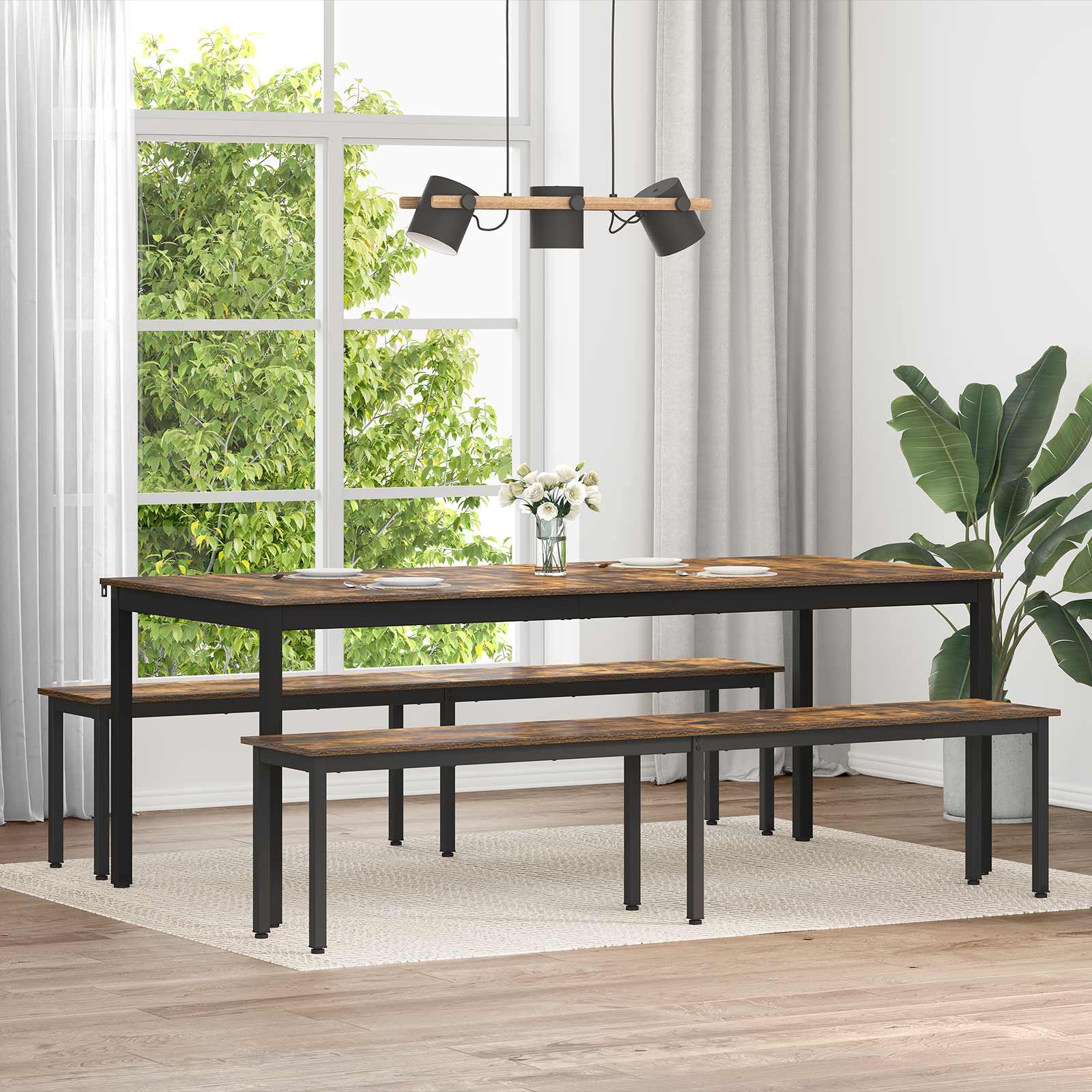 banc Chêne Fumé 200 x 35 x 45 cm Bois d'ingénierie - XIOS