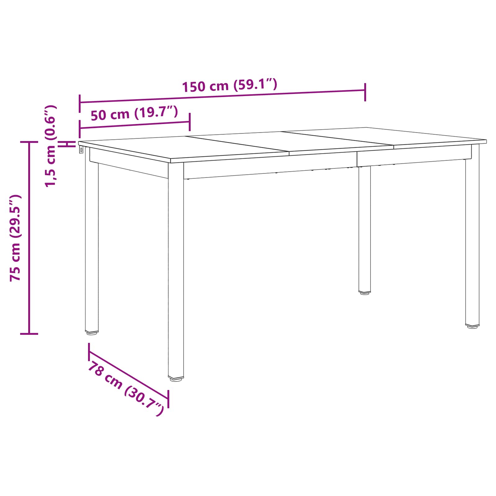 Table de salle à manger / Table de repas MÉTAL - XIOS