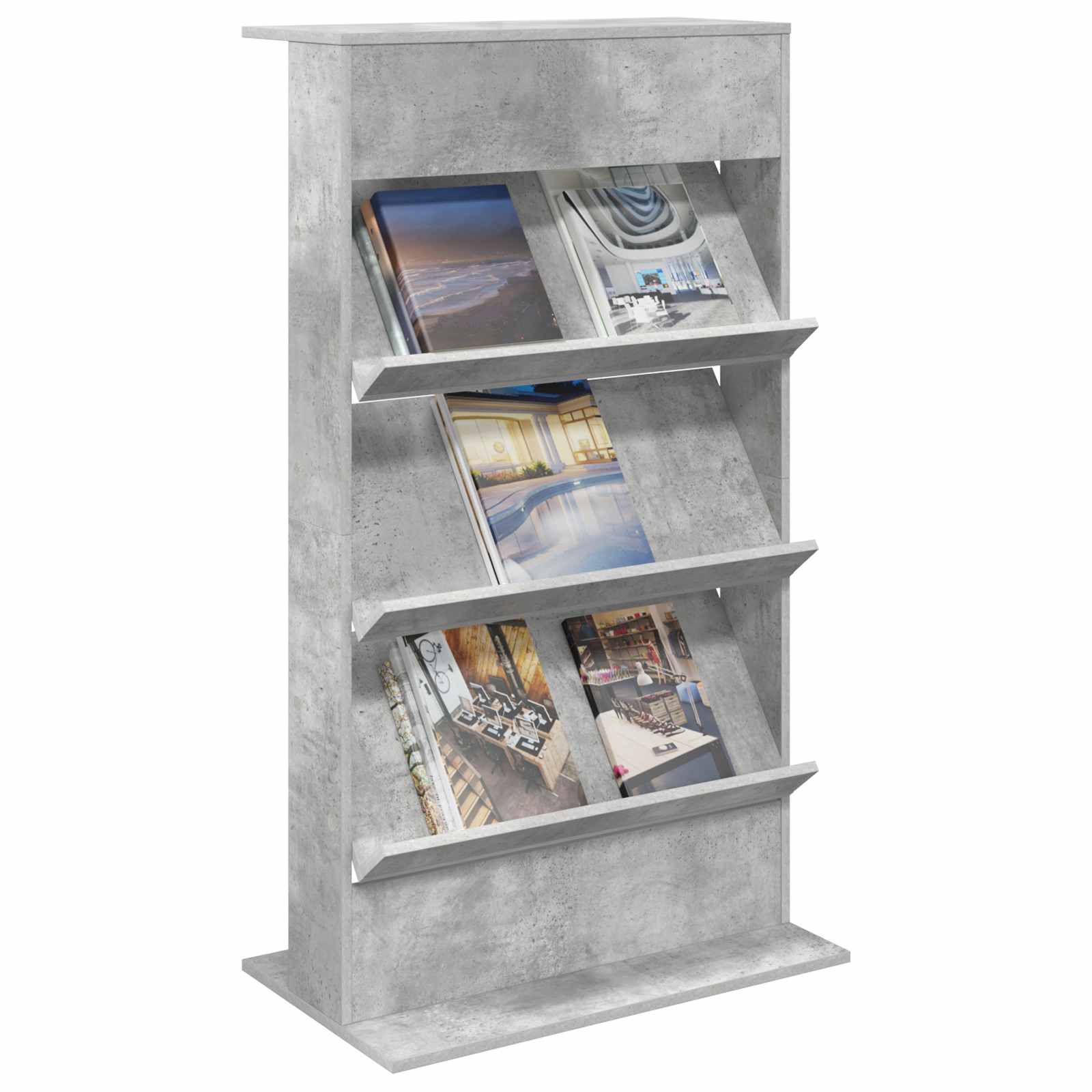 Étagère à magazines avec étagère Gris béton 70 x 41 x 126 cm - XIOS