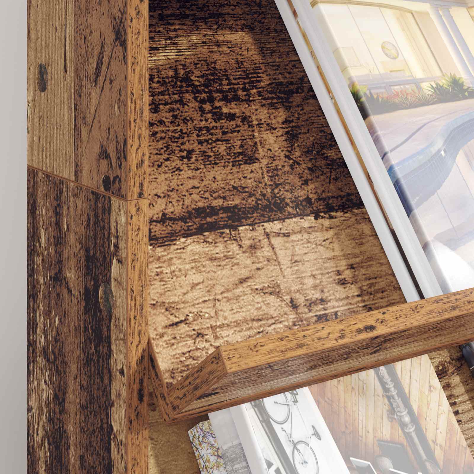 Étagère à magazines avec étagère Bois ancien 70 x 41 x 126 cm - XIOS