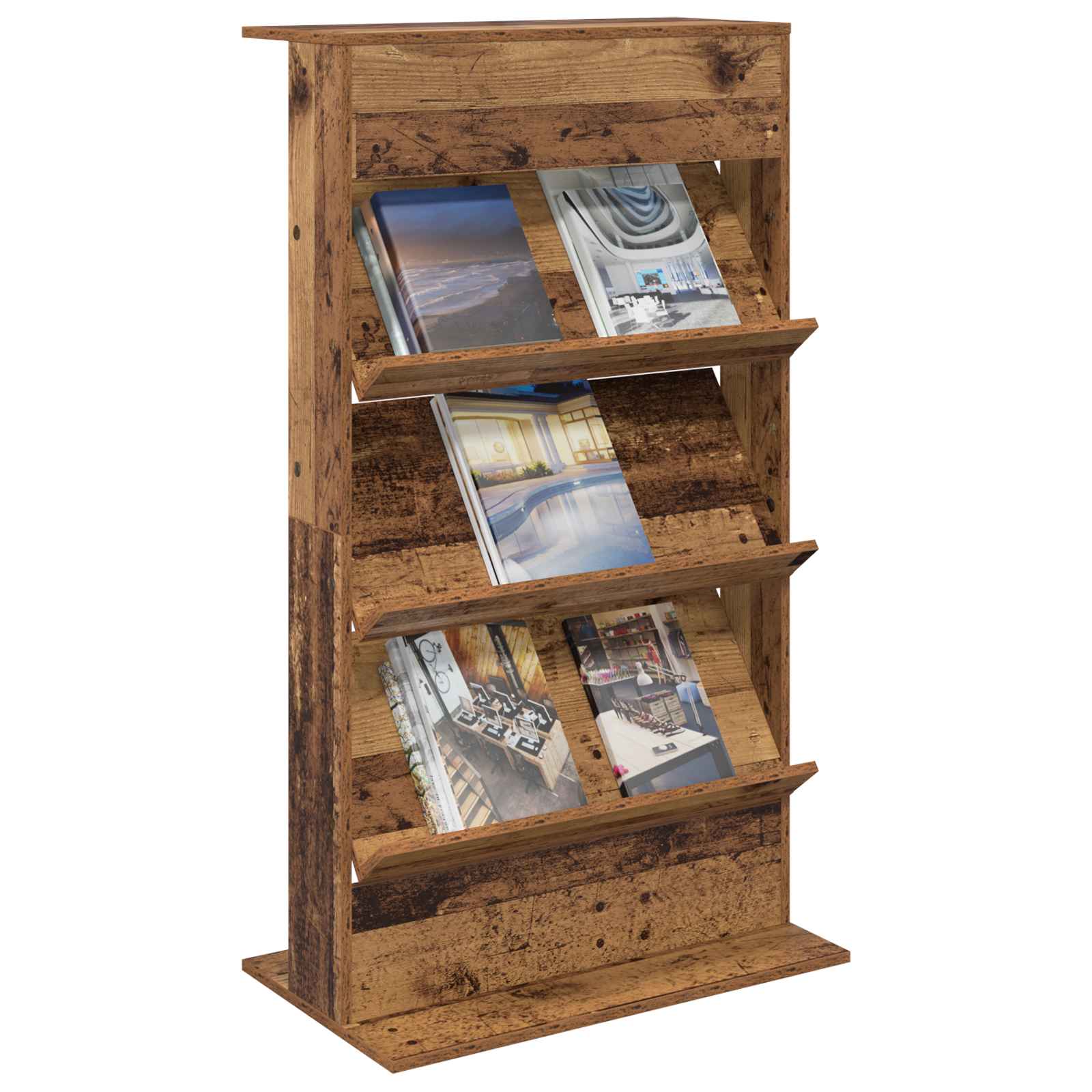 Étagère à magazines avec étagère Bois ancien 70 x 41 x 126 cm - XIOS