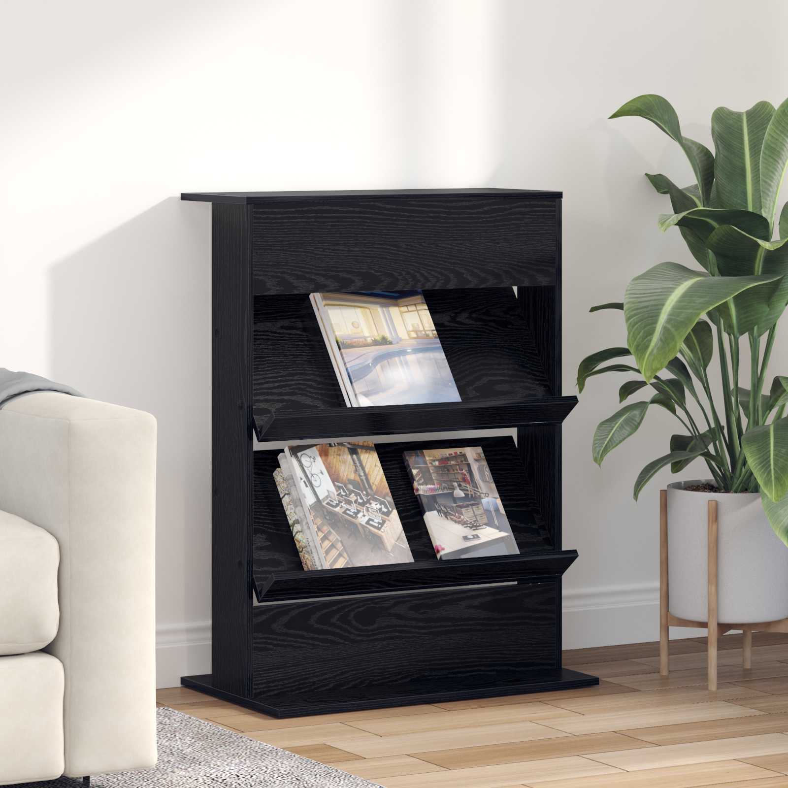 Étagère à magazines avec étagère Chêne noir 70 x 41 x 96 cm - XIOS