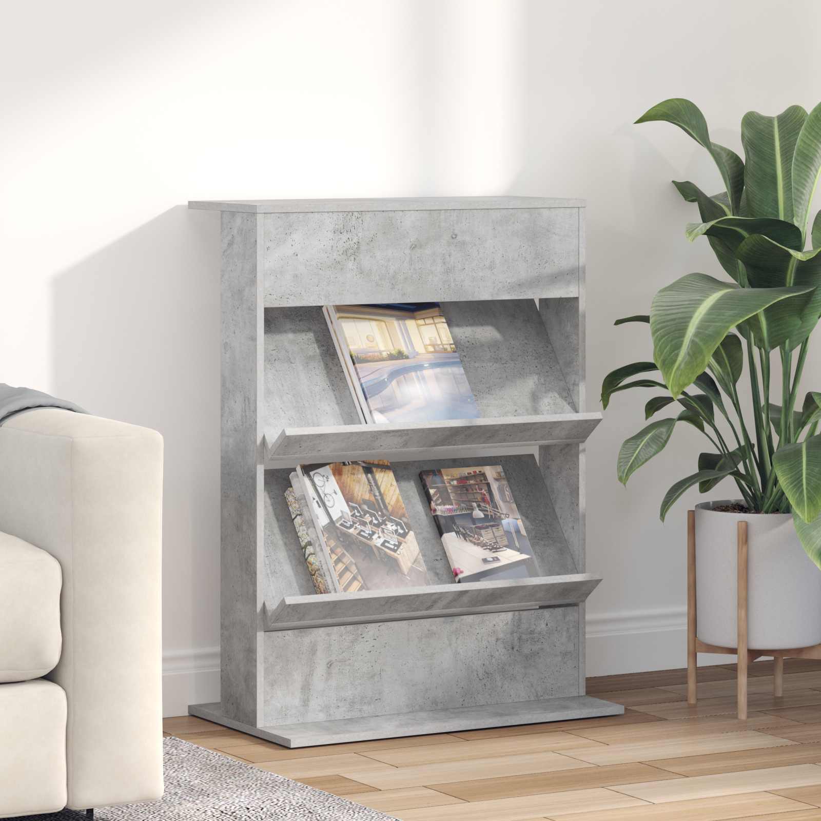Étagère à magazines avec étagère Gris béton 70 x 41 x 96 cm - XIOS