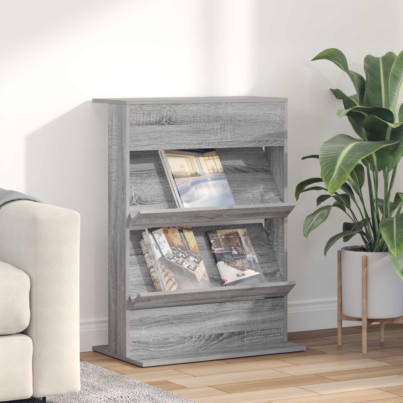 Étagère à magazines avec étagère Gris Sonoma 70 x 41 x 96 cm - XIOS
