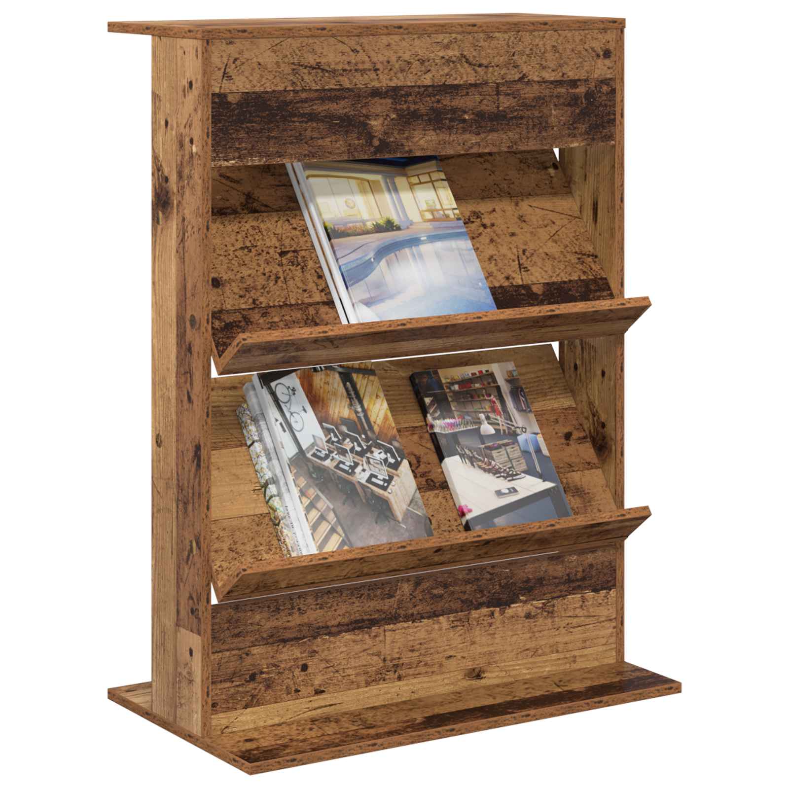 Étagère à magazines avec étagère Bois ancien 70 x 41 x 96 cm - XIOS