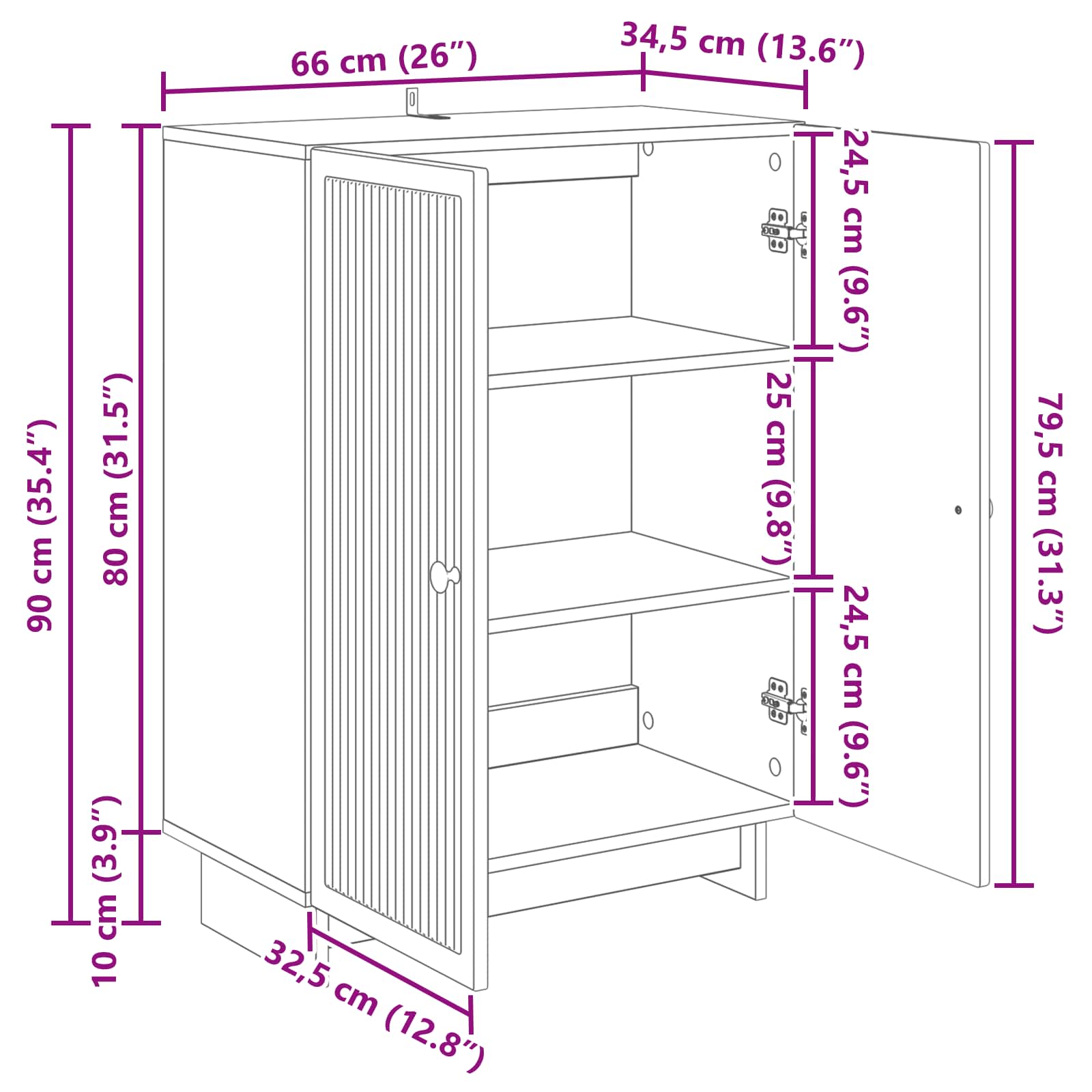 Buffet Chêne fumé 66 x 34,5 x 90 cm Bois d'ingénierie - XIOS