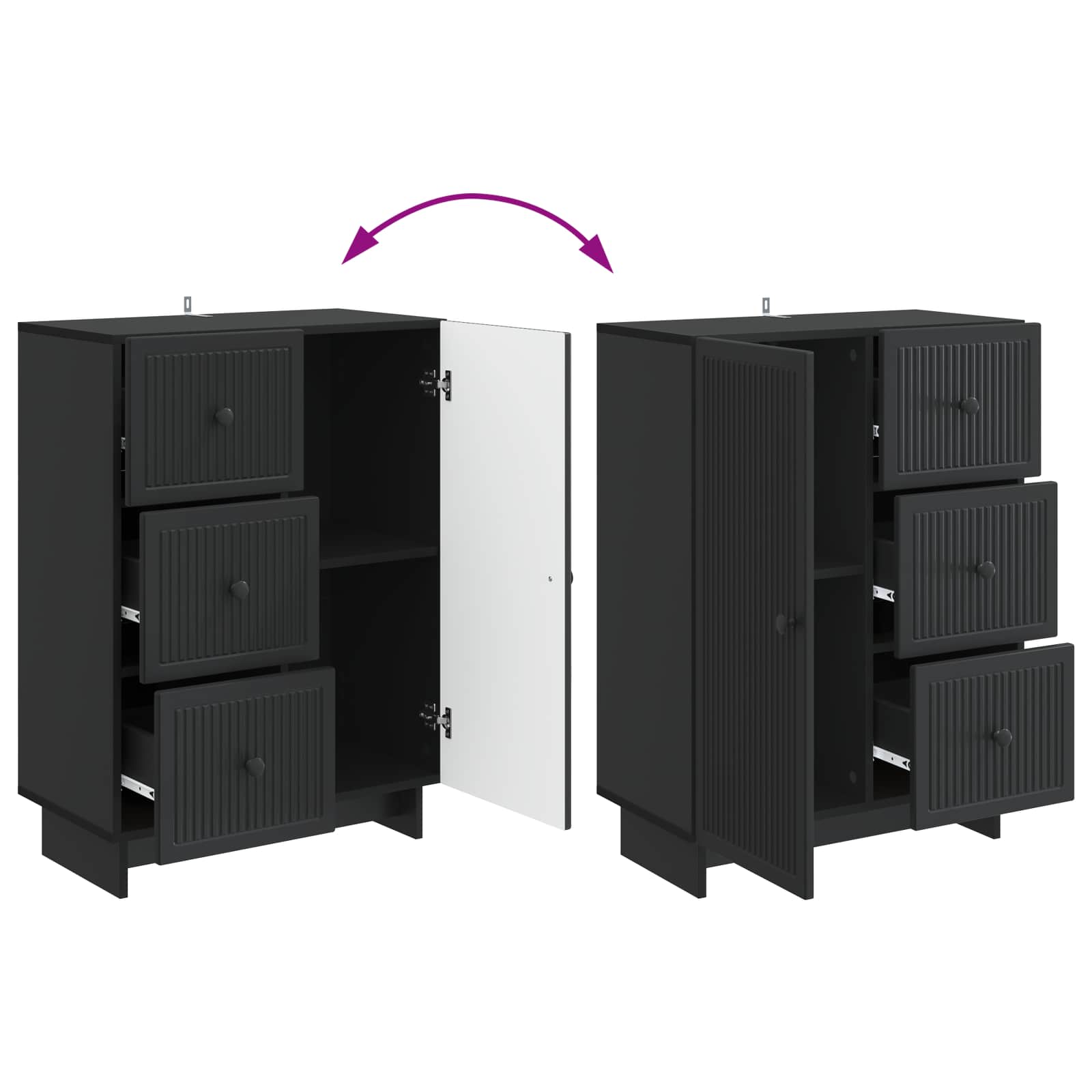 Buffet avec tiroir Noir 66 x 34,5 x 90 cm Bois d'ingénierie - XIOS