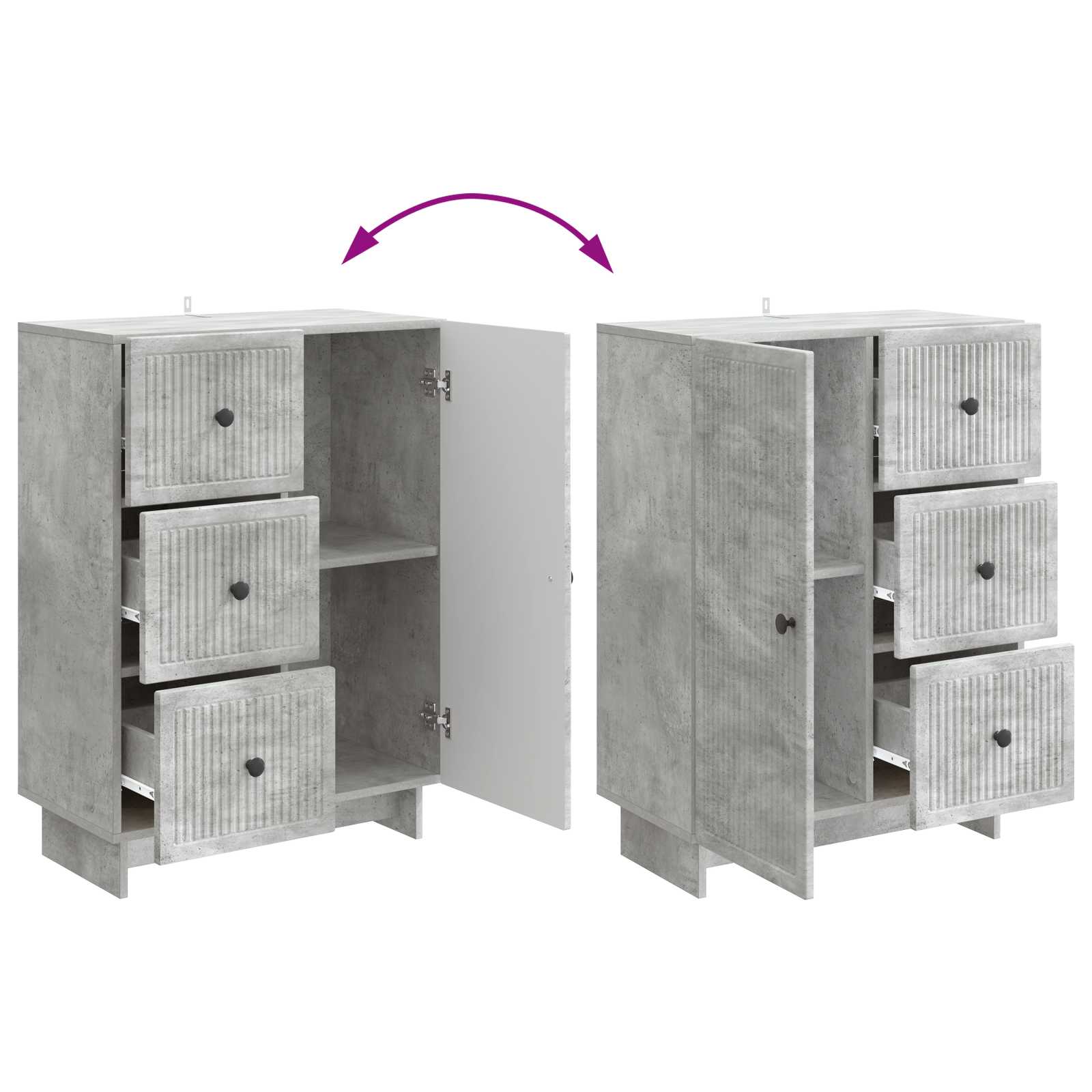 Buffet Gris béton 66 x 34,5 x 90 cm Bois d'ingénierie - XIOS